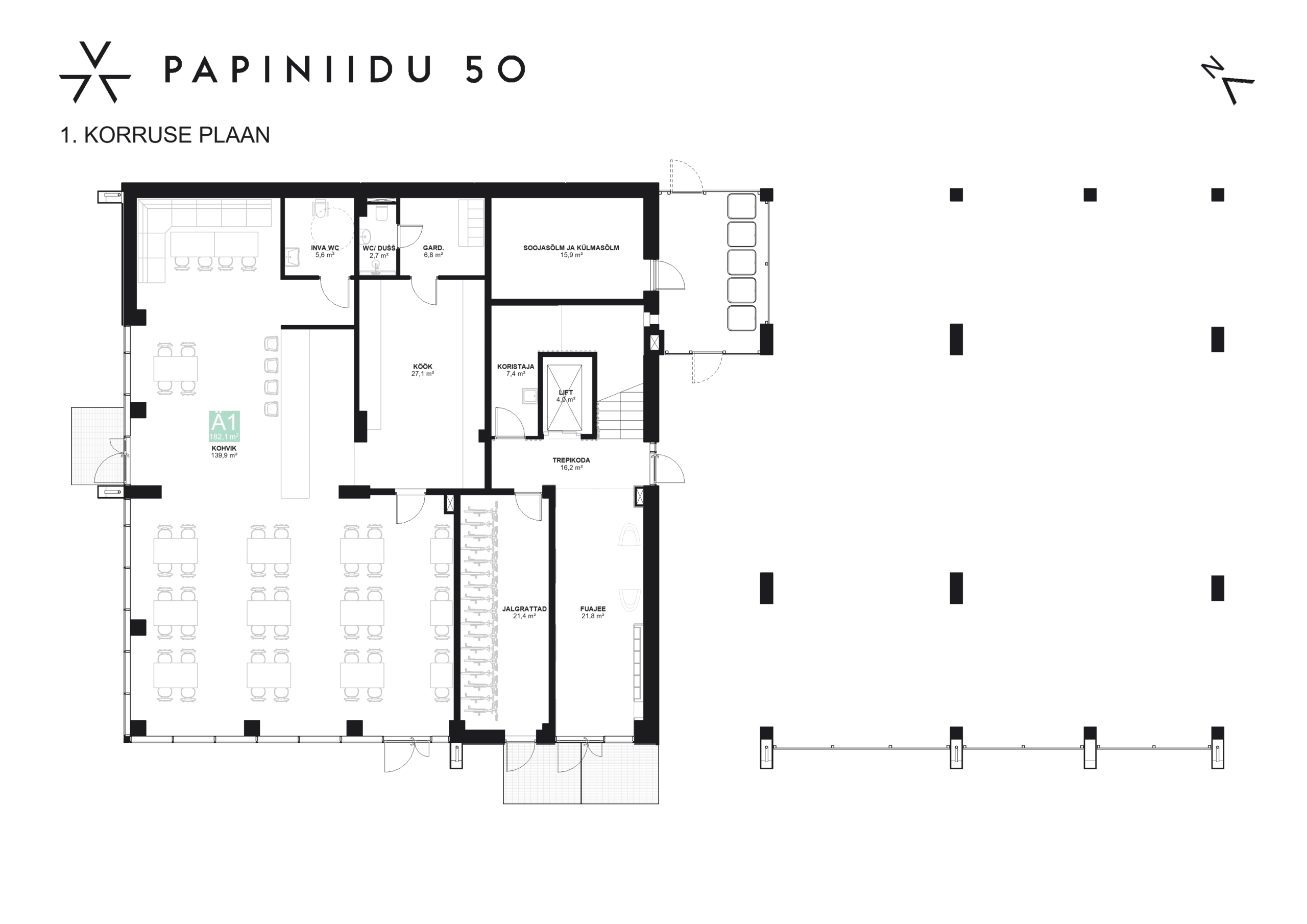 Papiniidu 50, Äripind 1 korruseplaan