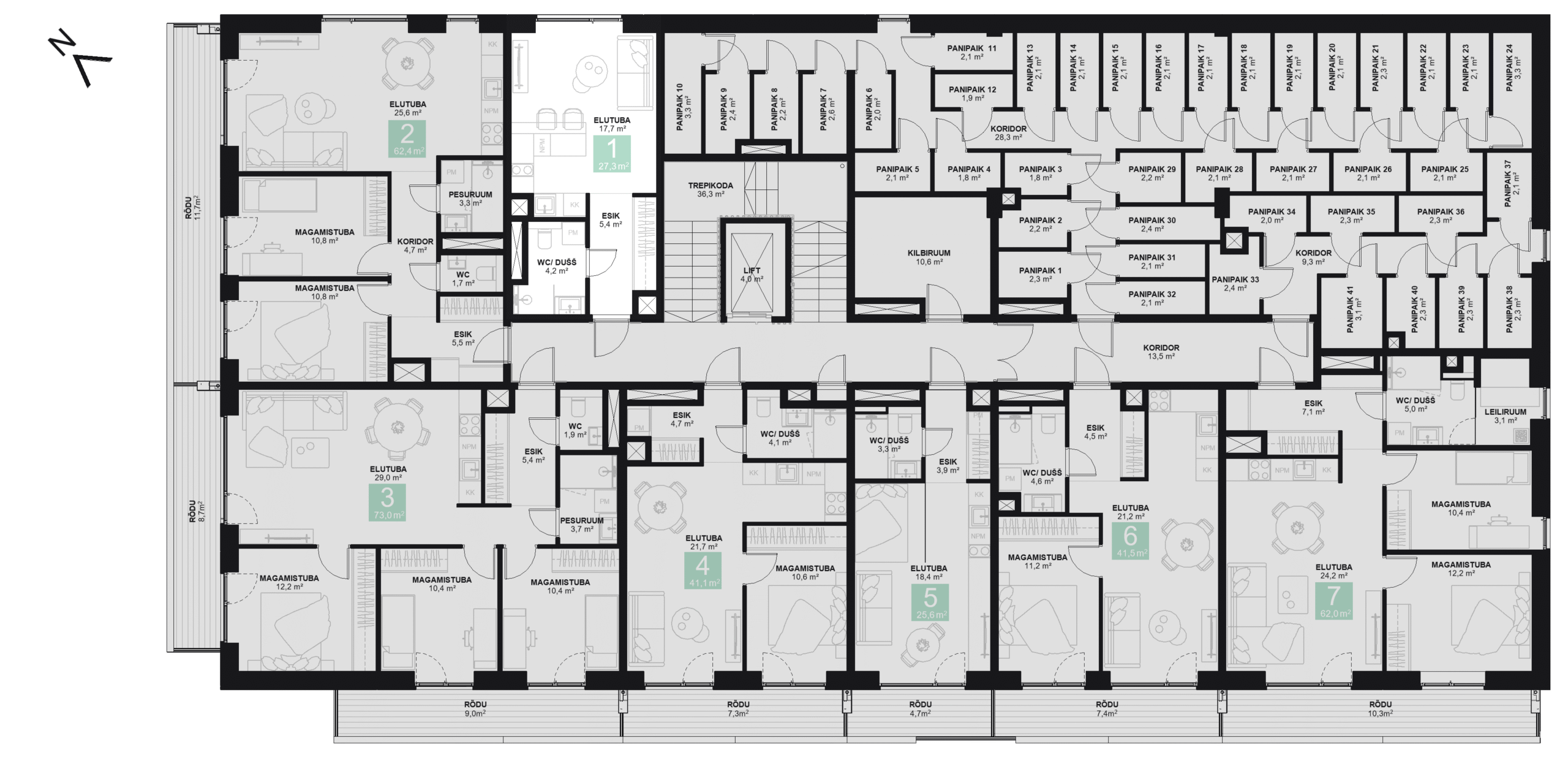 Papiniidu 50, Korter 1 korruseplaan
