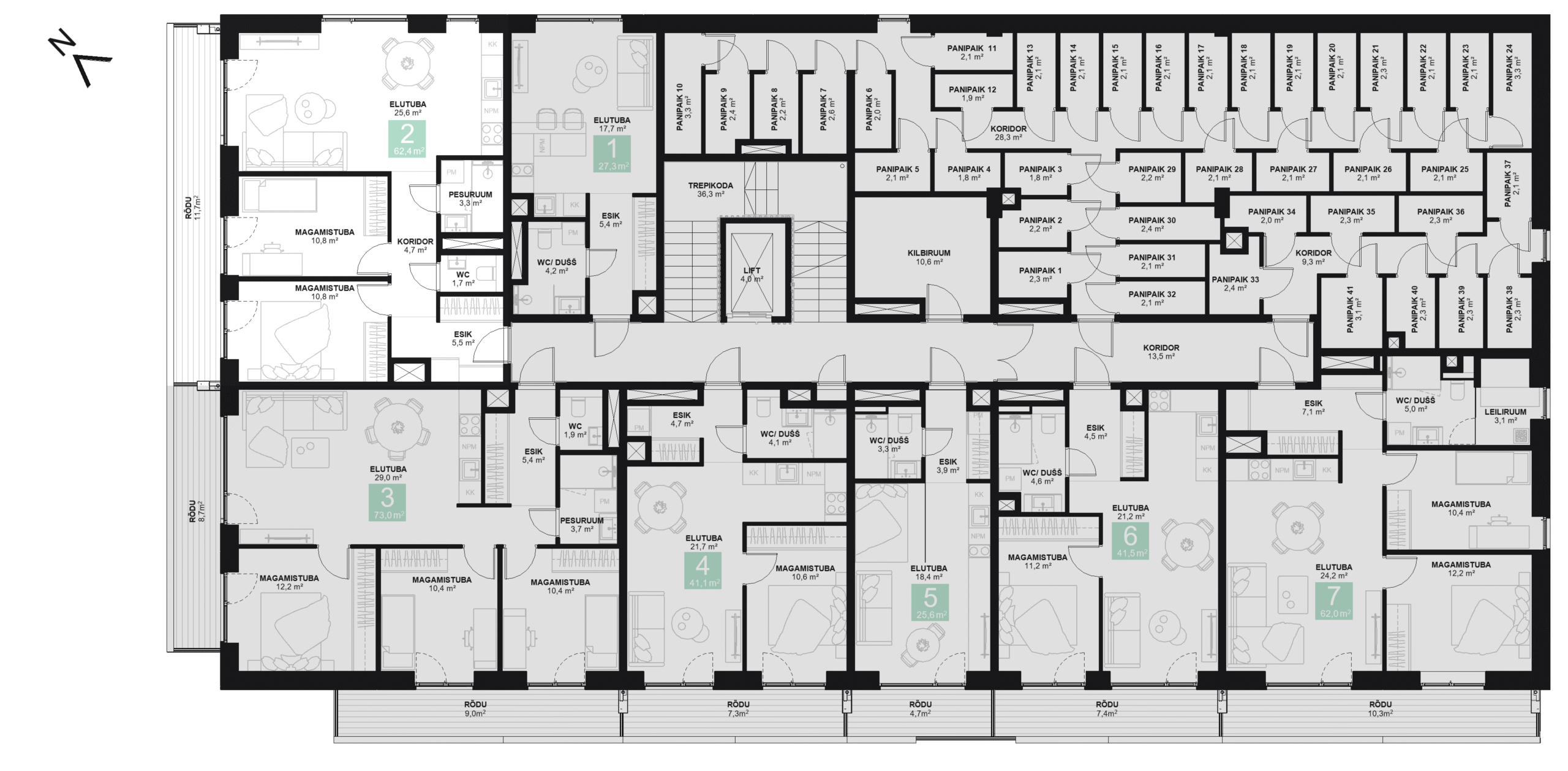 Papiniidu 50, Korter 2 korruseplaan
