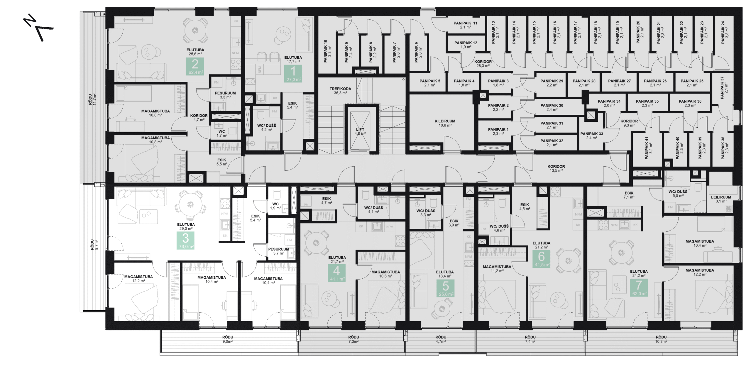 Papiniidu 50, Korter 3 korruseplaan