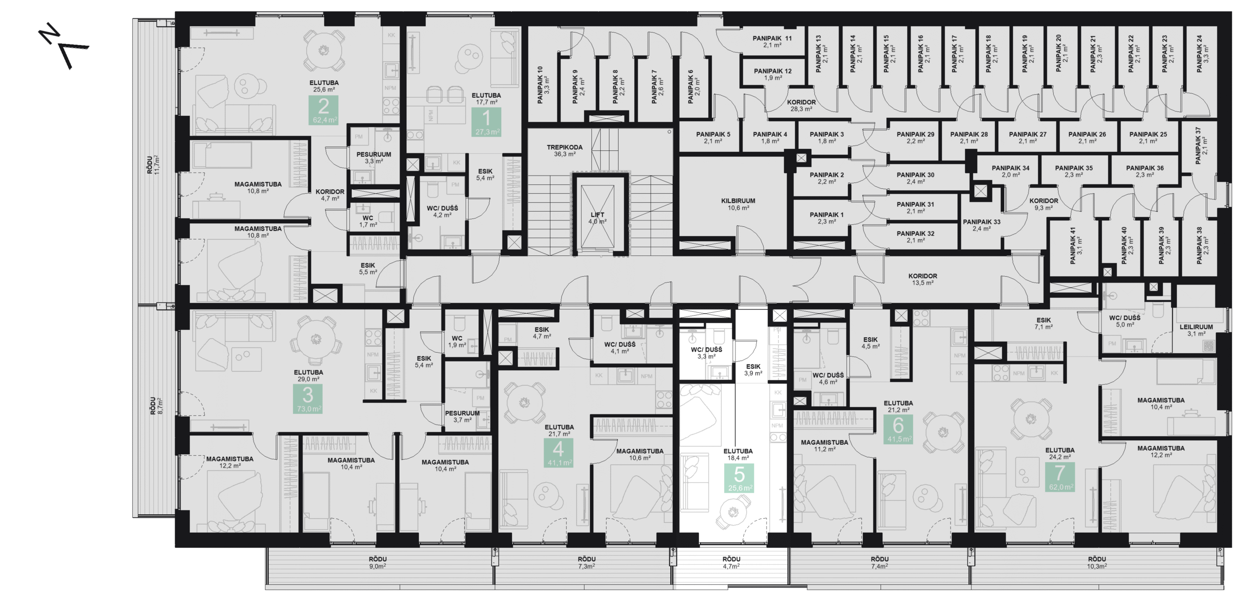 Papiniidu 50, Korter 5 korruseplaan