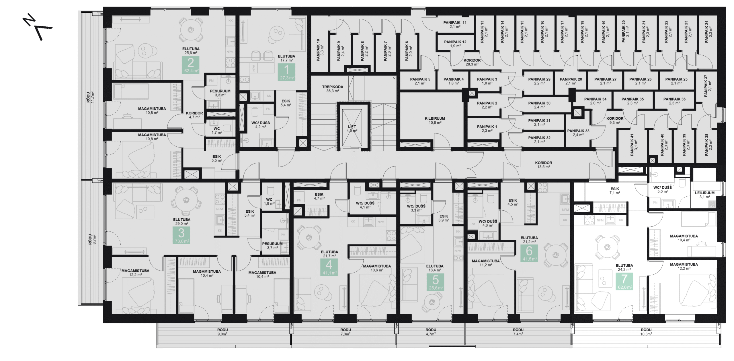 Papiniidu 50, Korter 7 korruseplaan