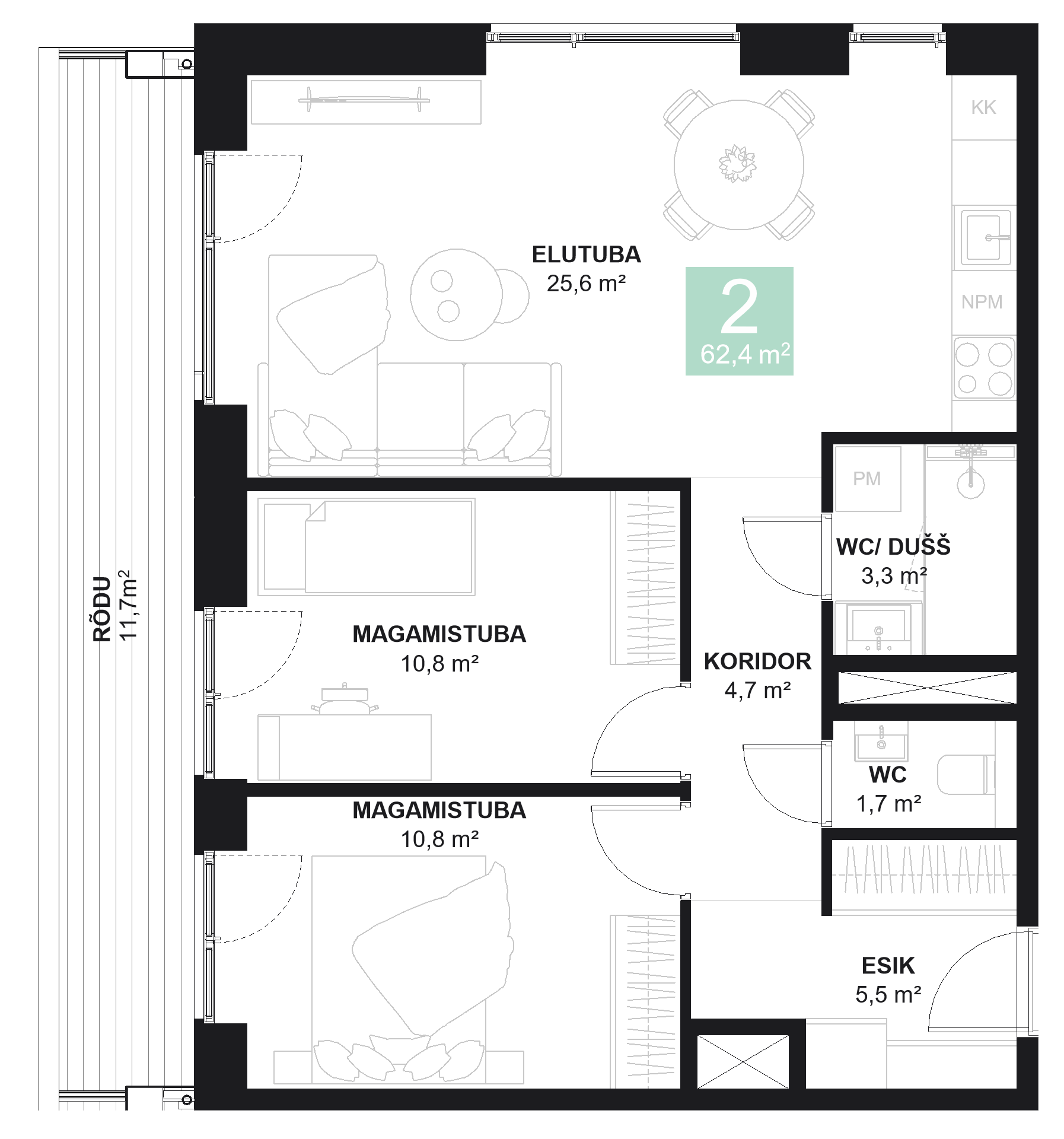 Papiniidu 50, Korter 2 - plaan
