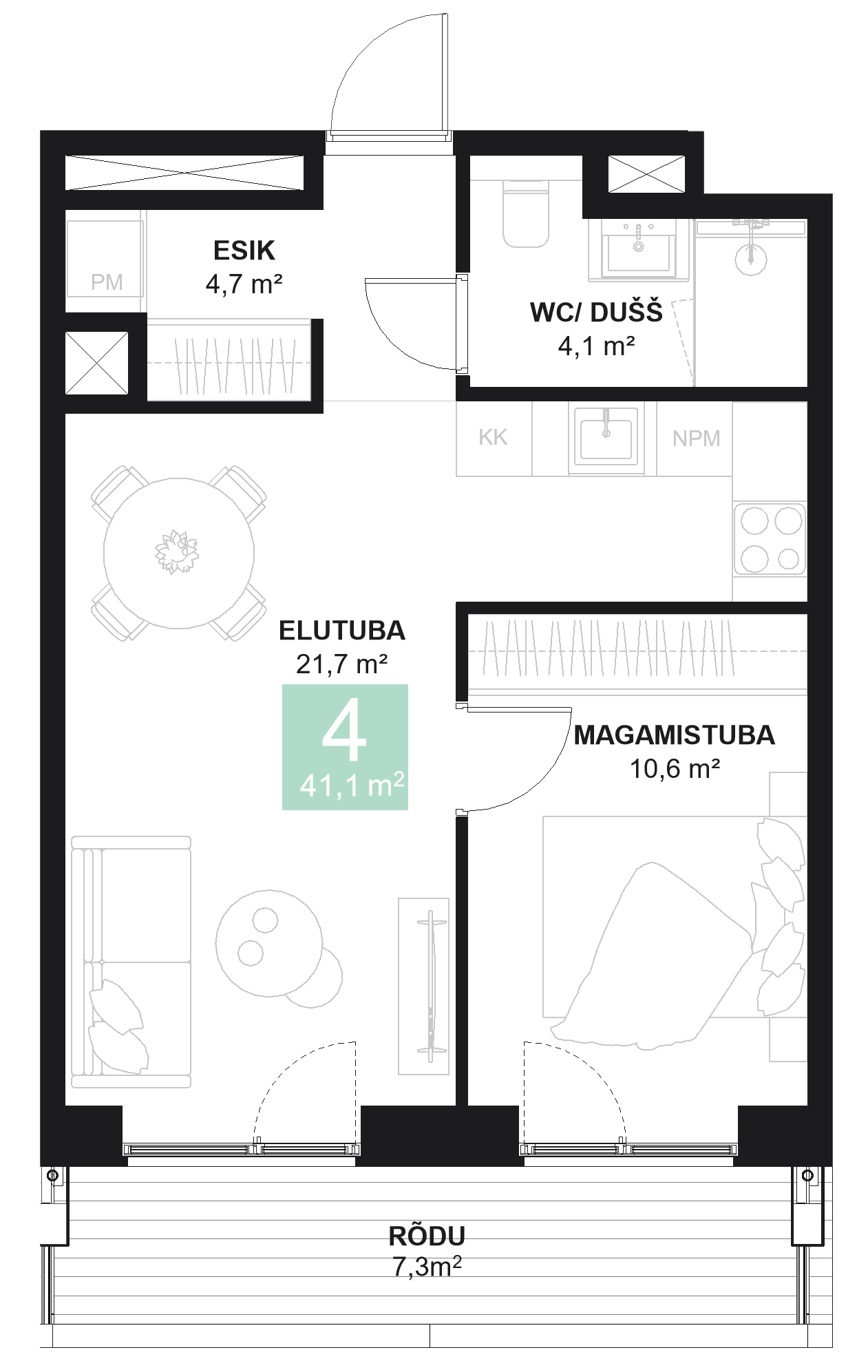 Papiniidu 50, Korter 4 - plaan