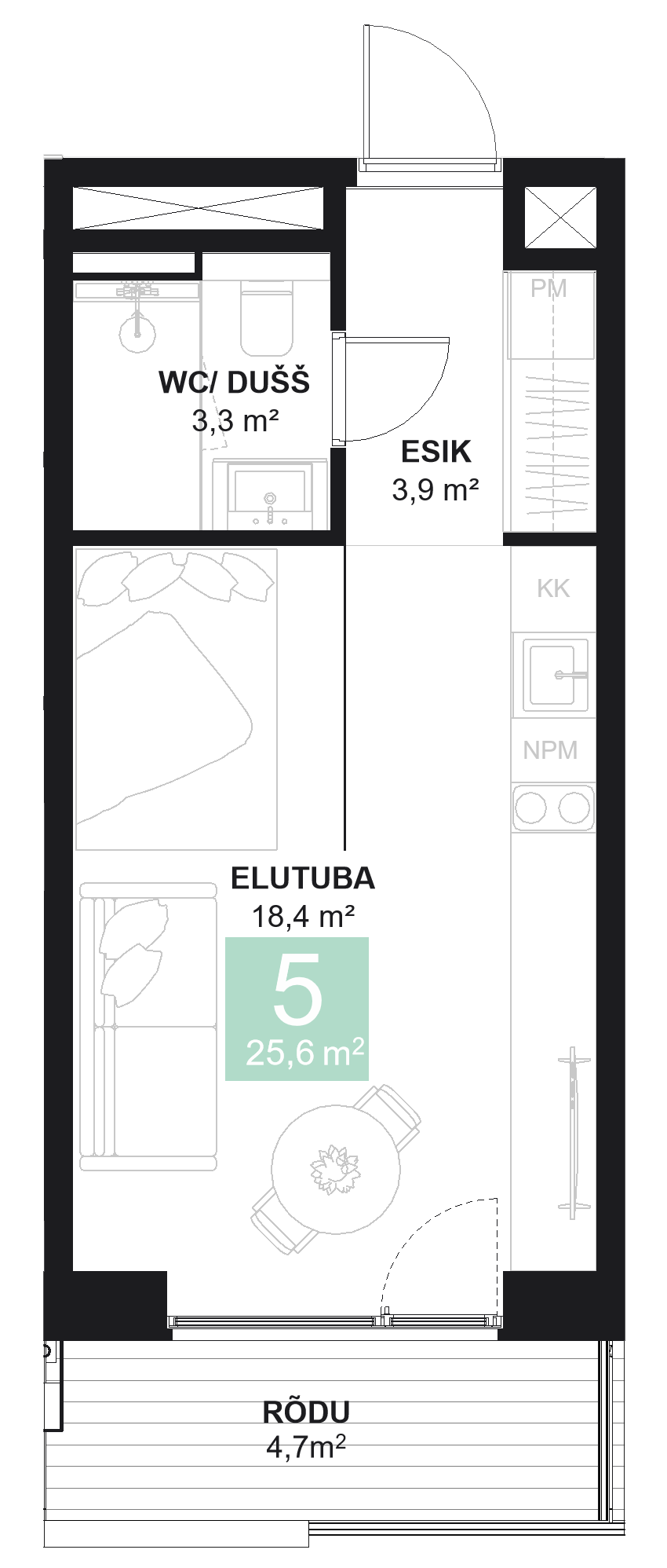 Papiniidu 50, Korter 5 - plaan