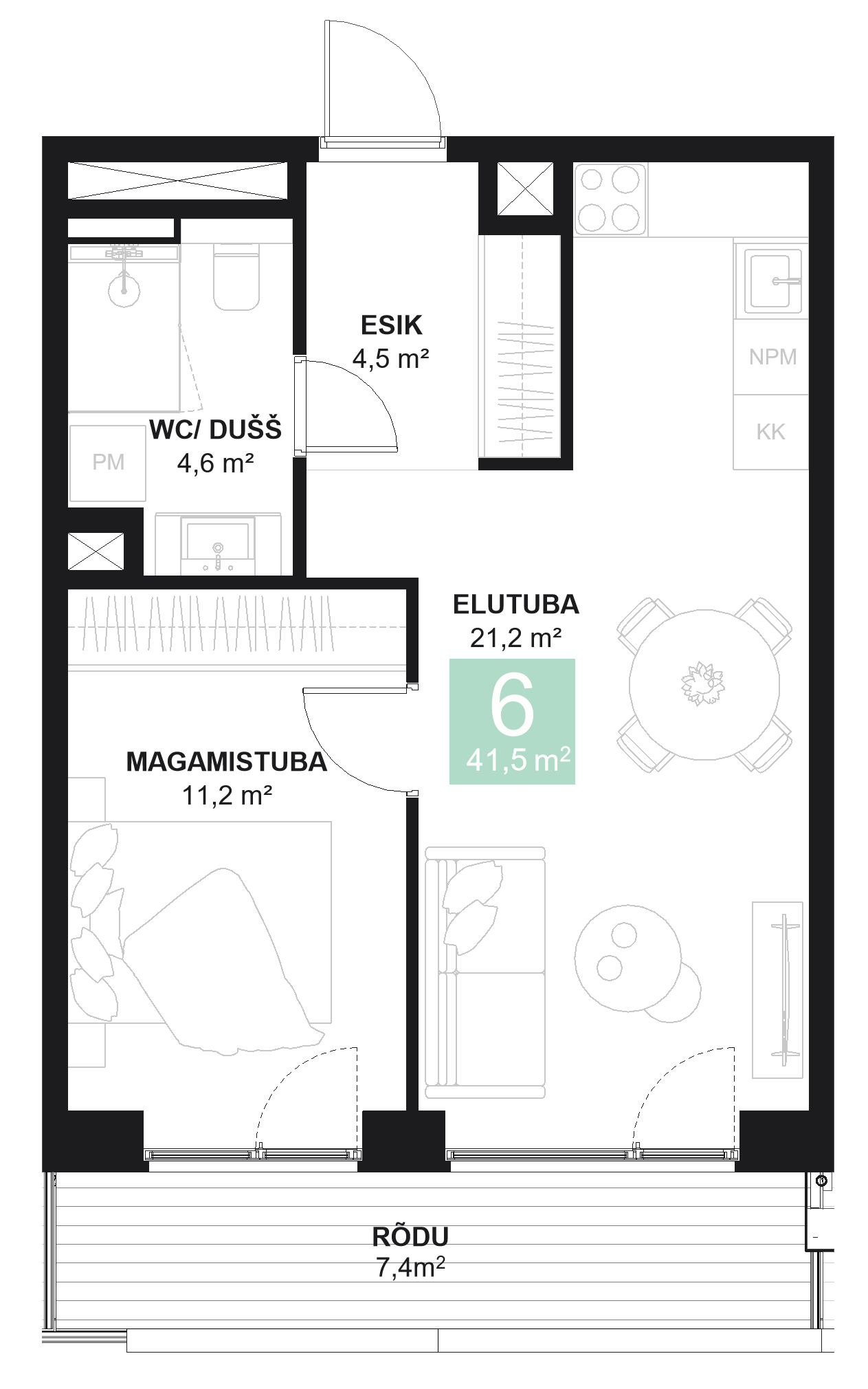 Papiniidu 50, Korter 6 - plaan
