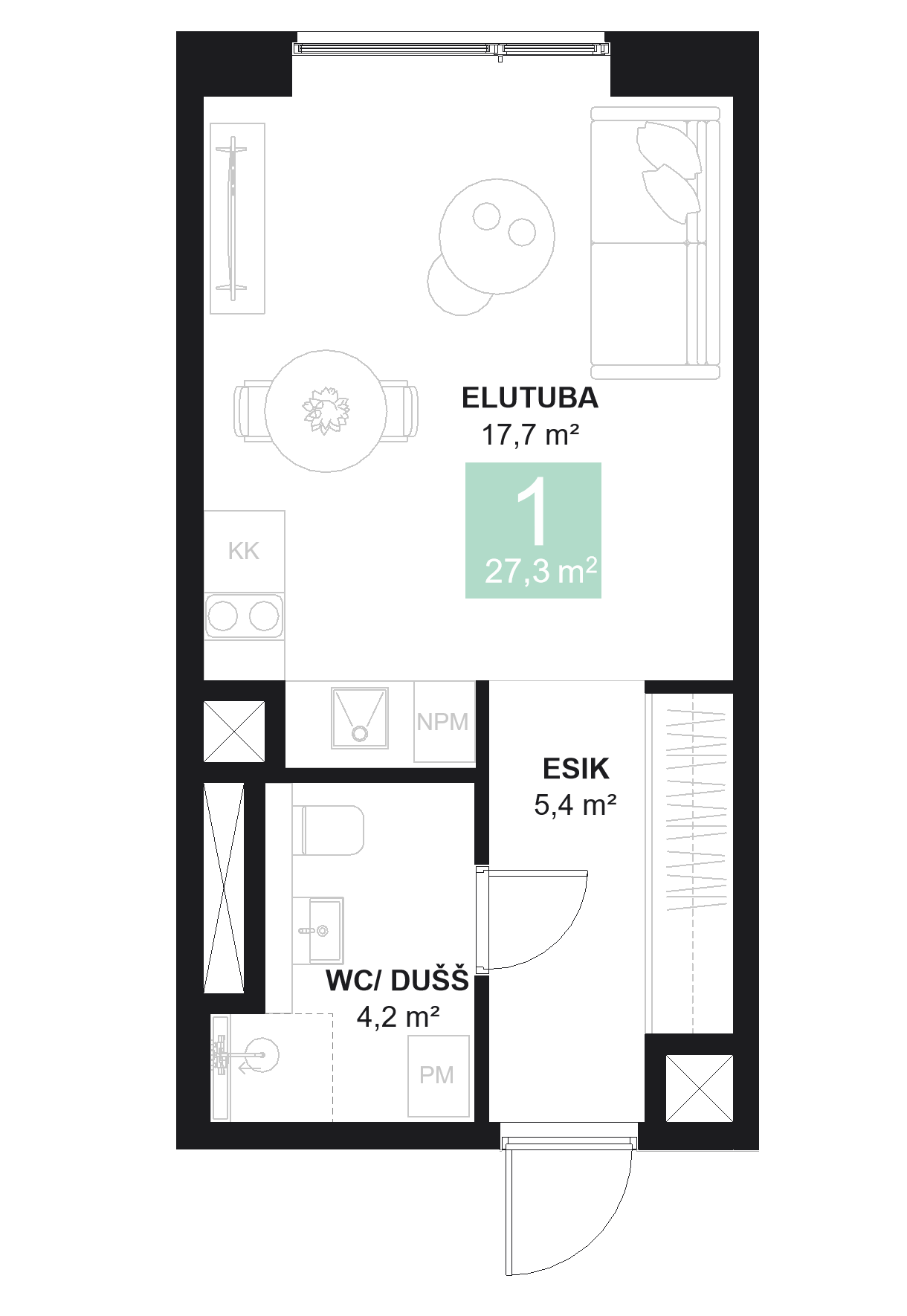 Papiniidu 50, Korter 1 - plaan