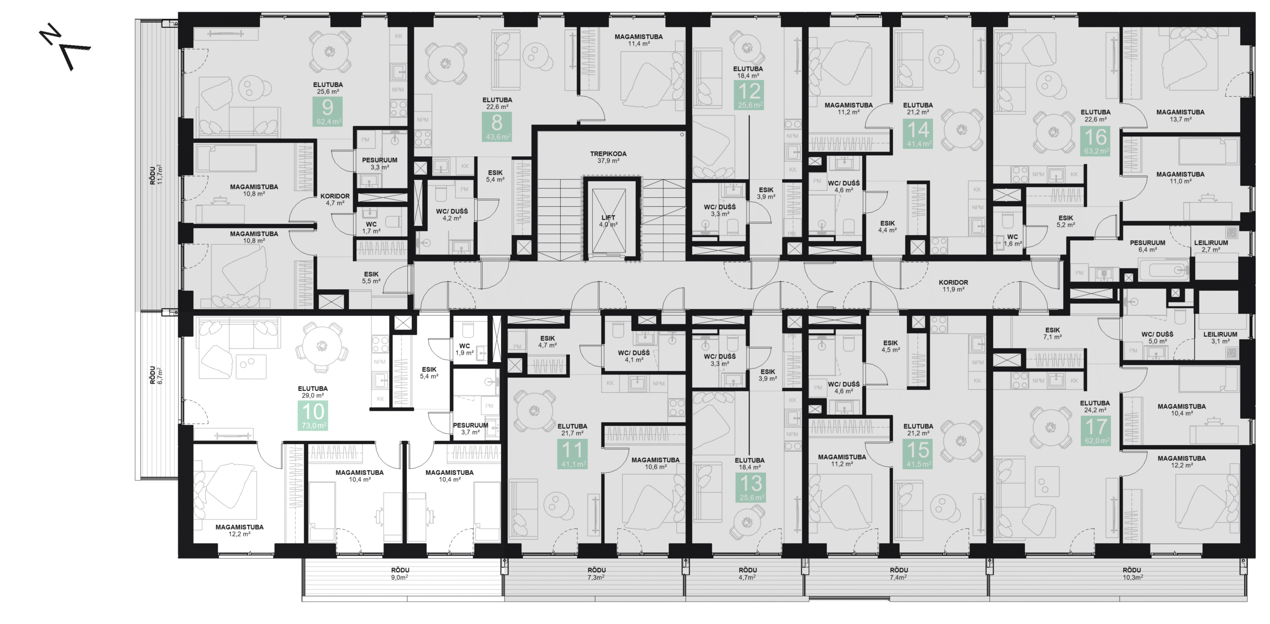 Papiniidu 50, Korter 10 korruseplaan