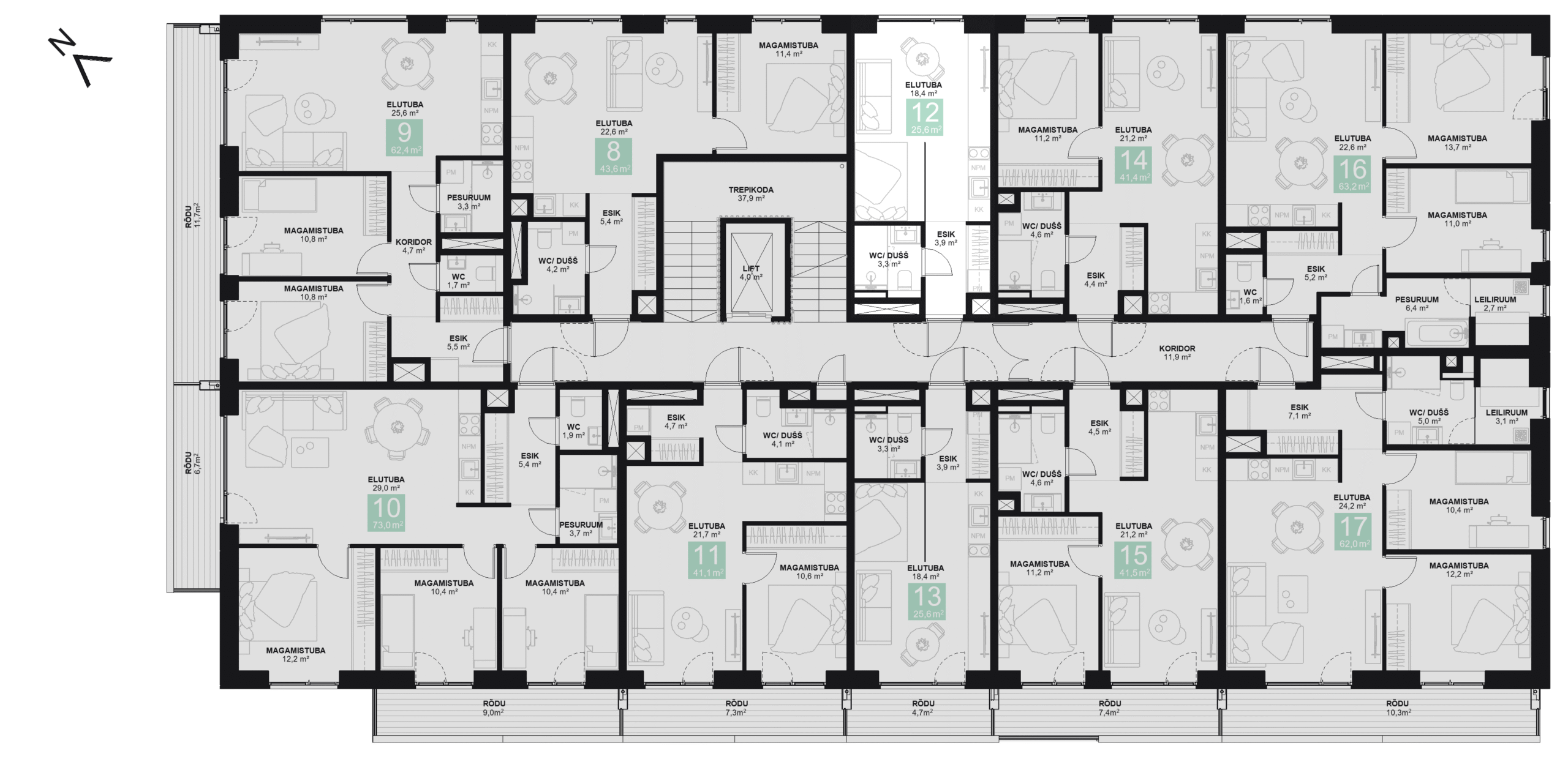 Papiniidu 50, Korter 12 korruseplaan