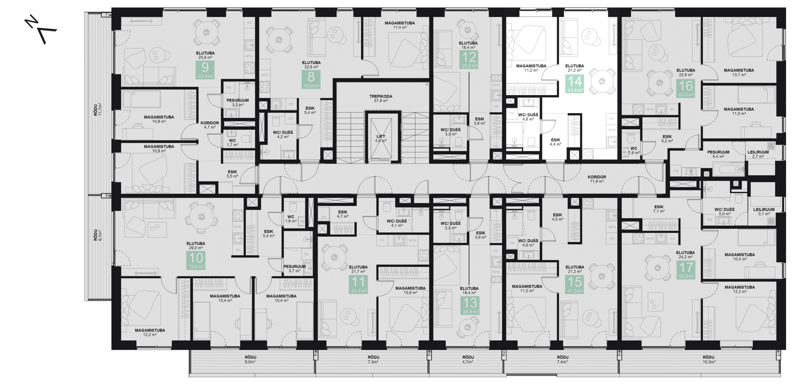 Papiniidu 50, Korter 14 korruseplaan
