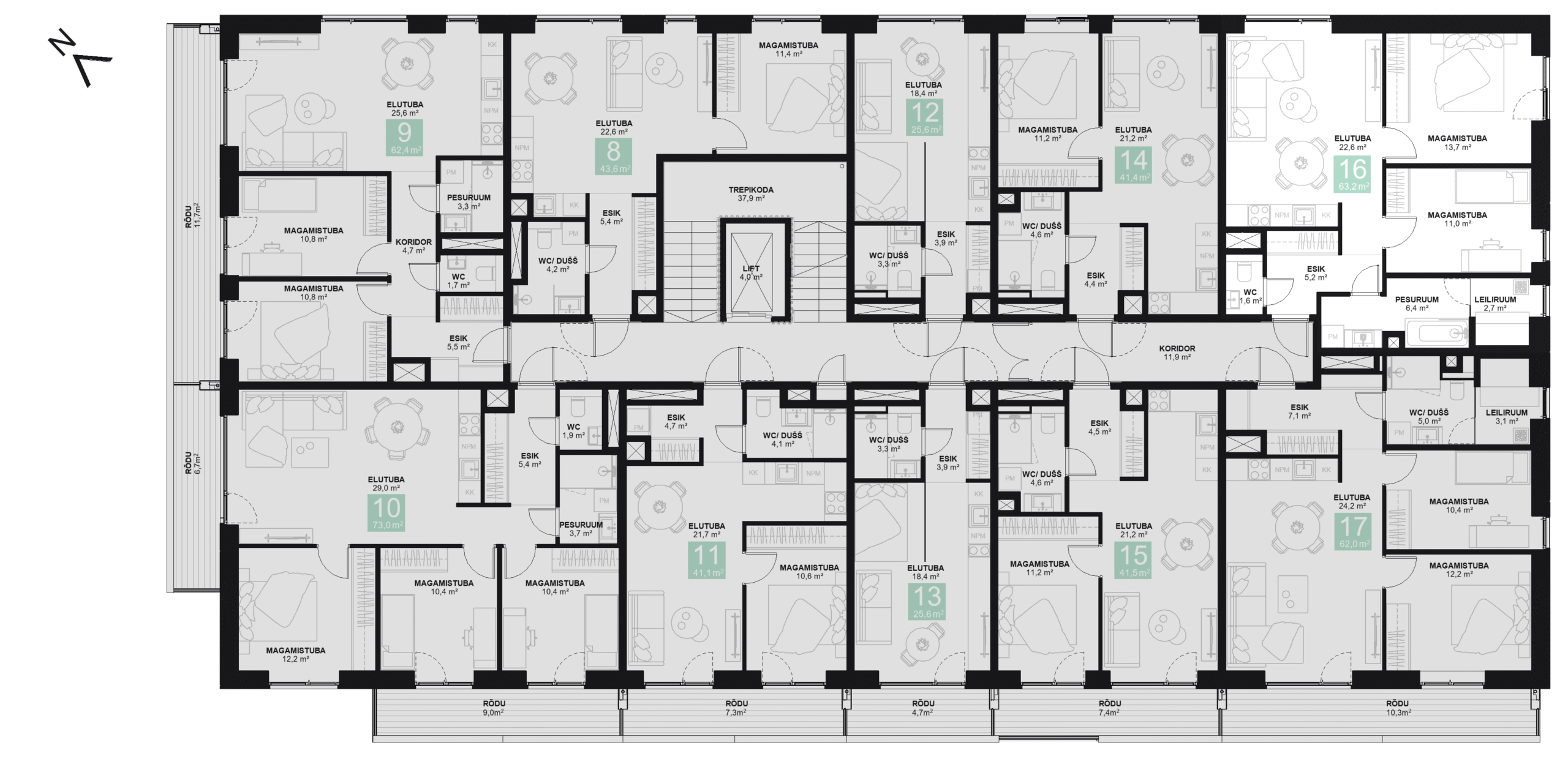 Papiniidu 50, Korter 16 korruseplaan