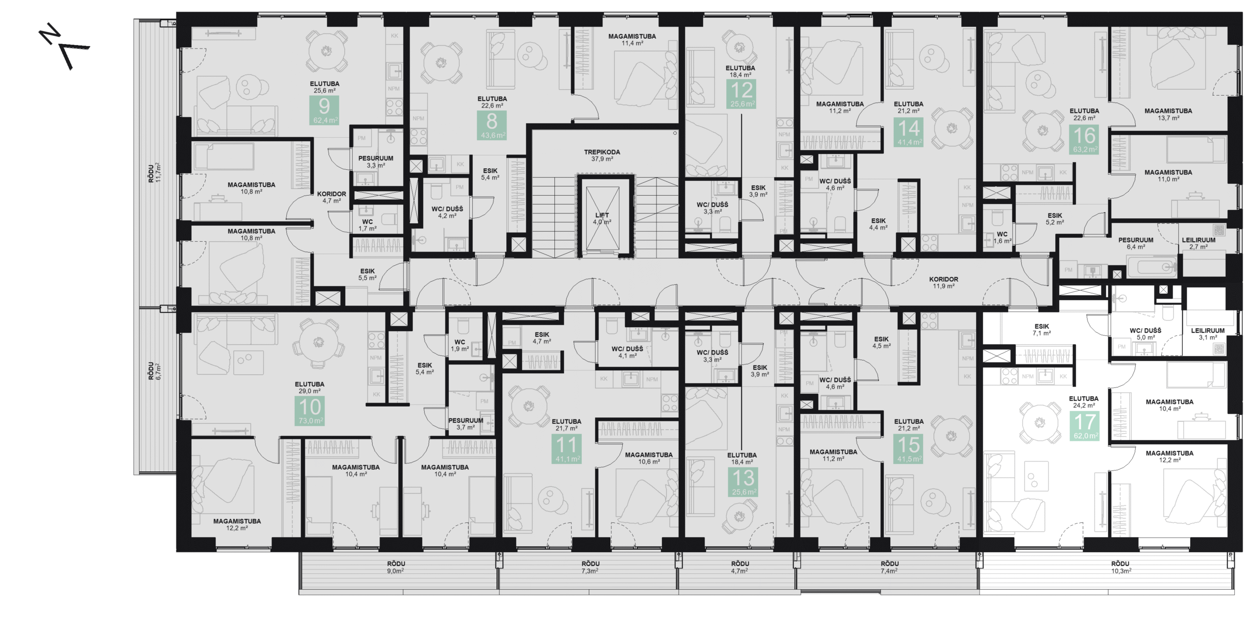 Papiniidu 50, Korter 17 korruseplaan
