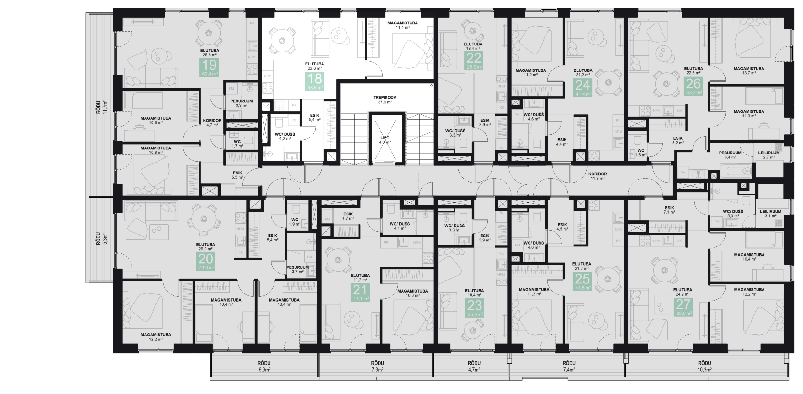 Papiniidu 50, Korter 18 korruseplaan
