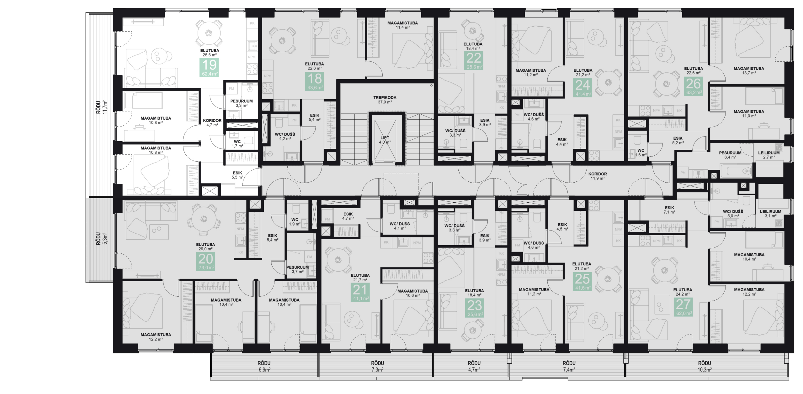 Papiniidu 50, Korter 19 korruseplaan