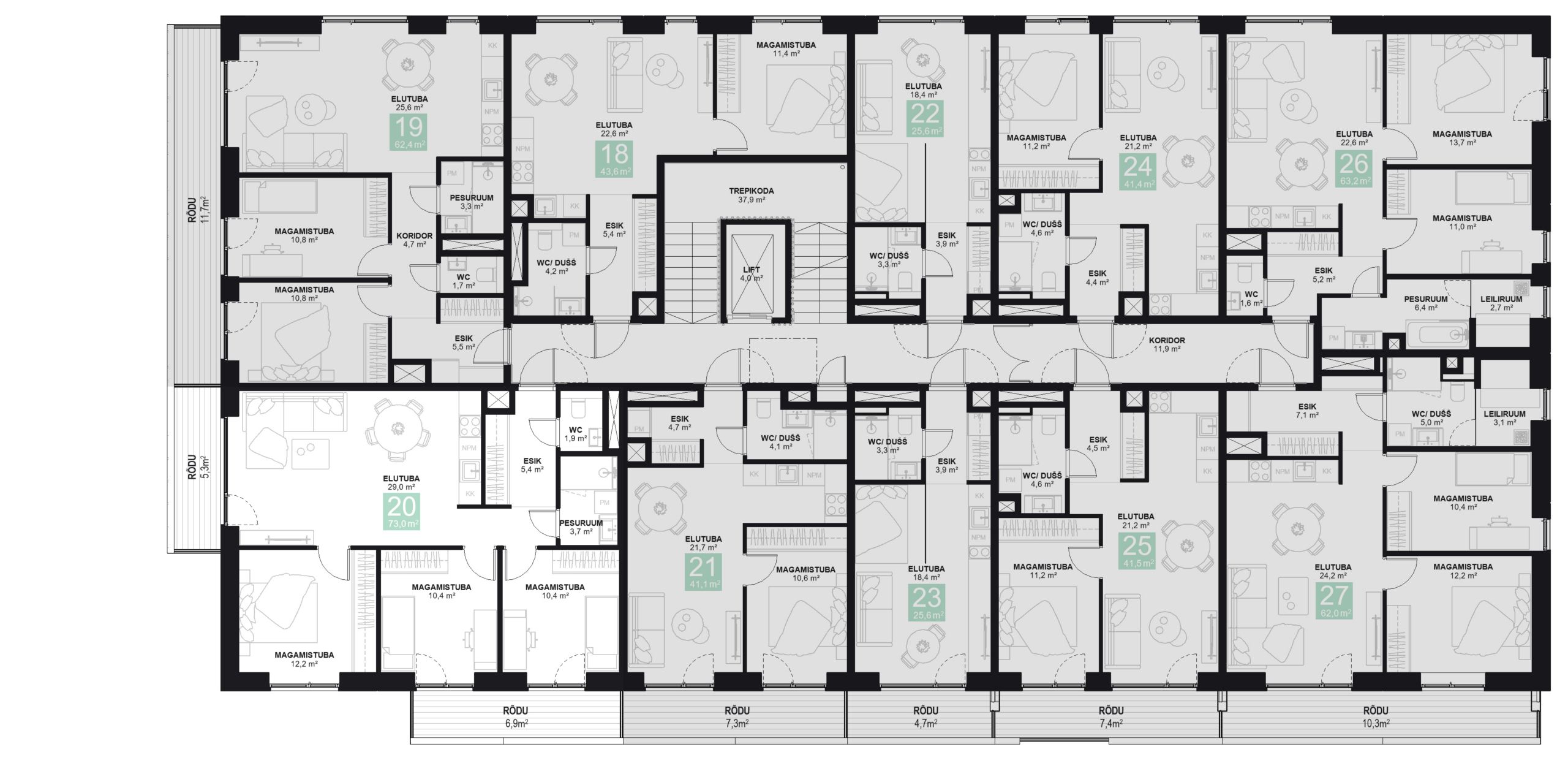 Papiniidu 50, Korter 20 korruseplaan
