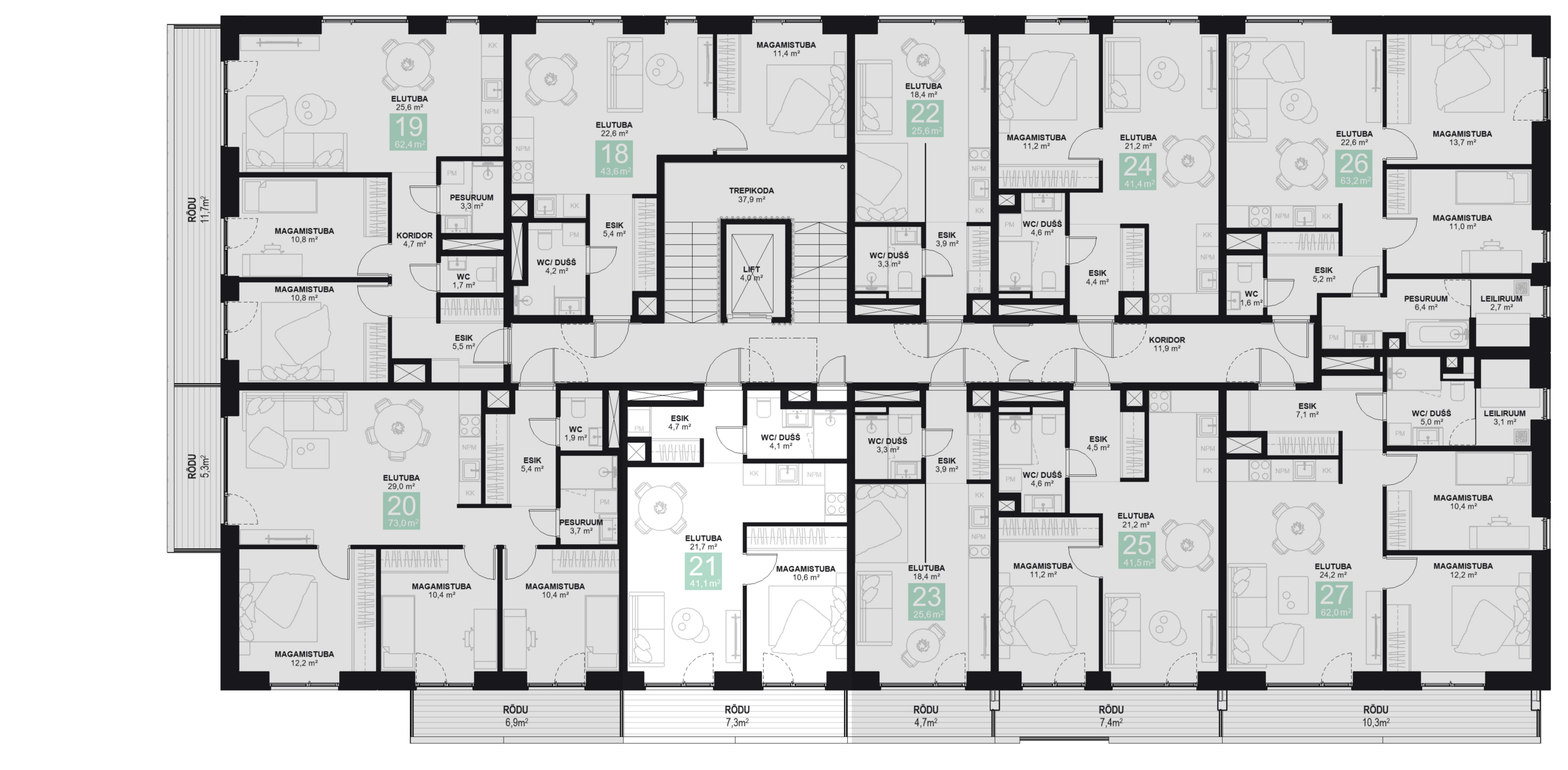 Papiniidu 50, Korter 21 korruseplaan