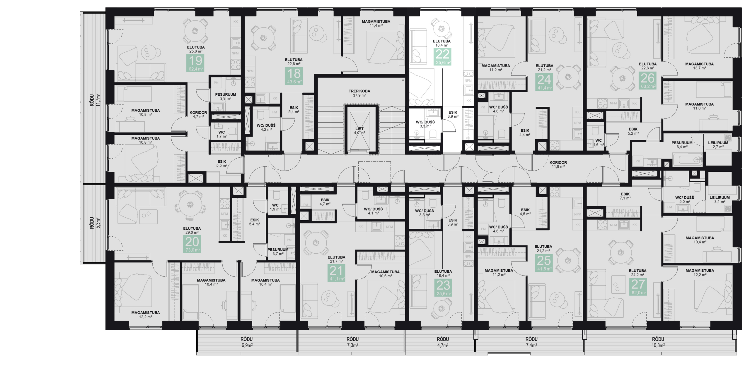 Papiniidu 50, Korter 22 korruseplaan