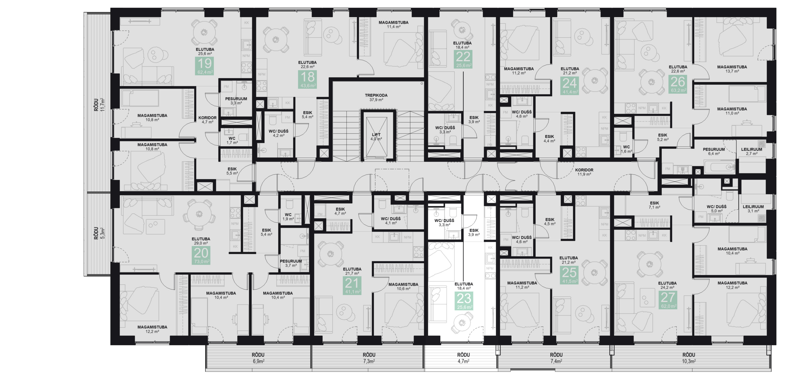 Papiniidu 50, Korter 23 korruseplaan