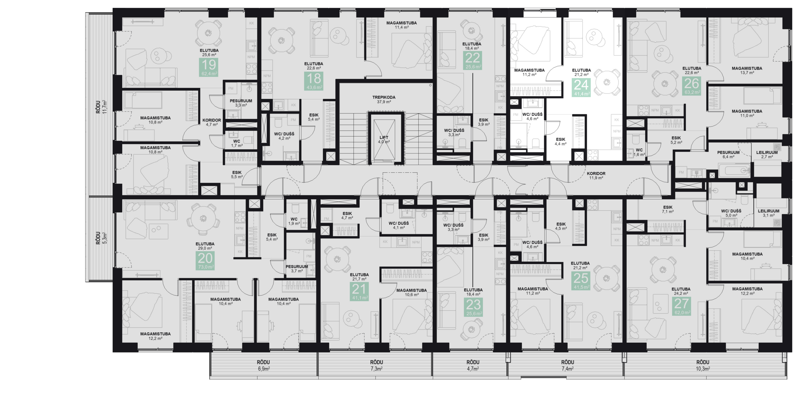 Papiniidu 50, Korter 24 korruseplaan
