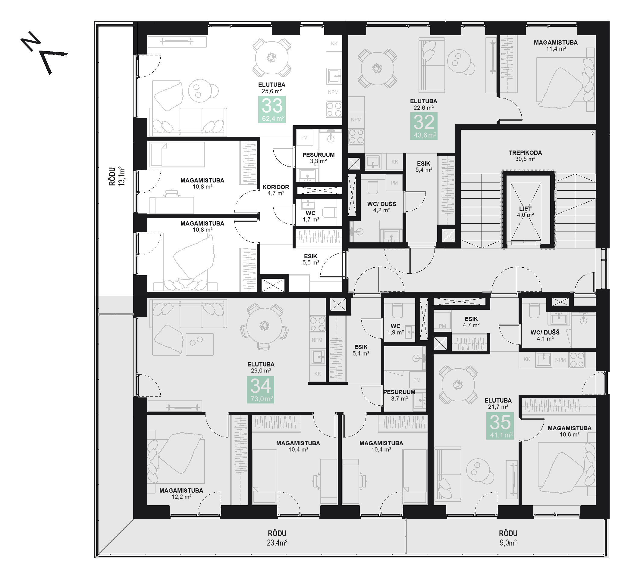 Papiniidu 50, Korter 33 korruseplaan