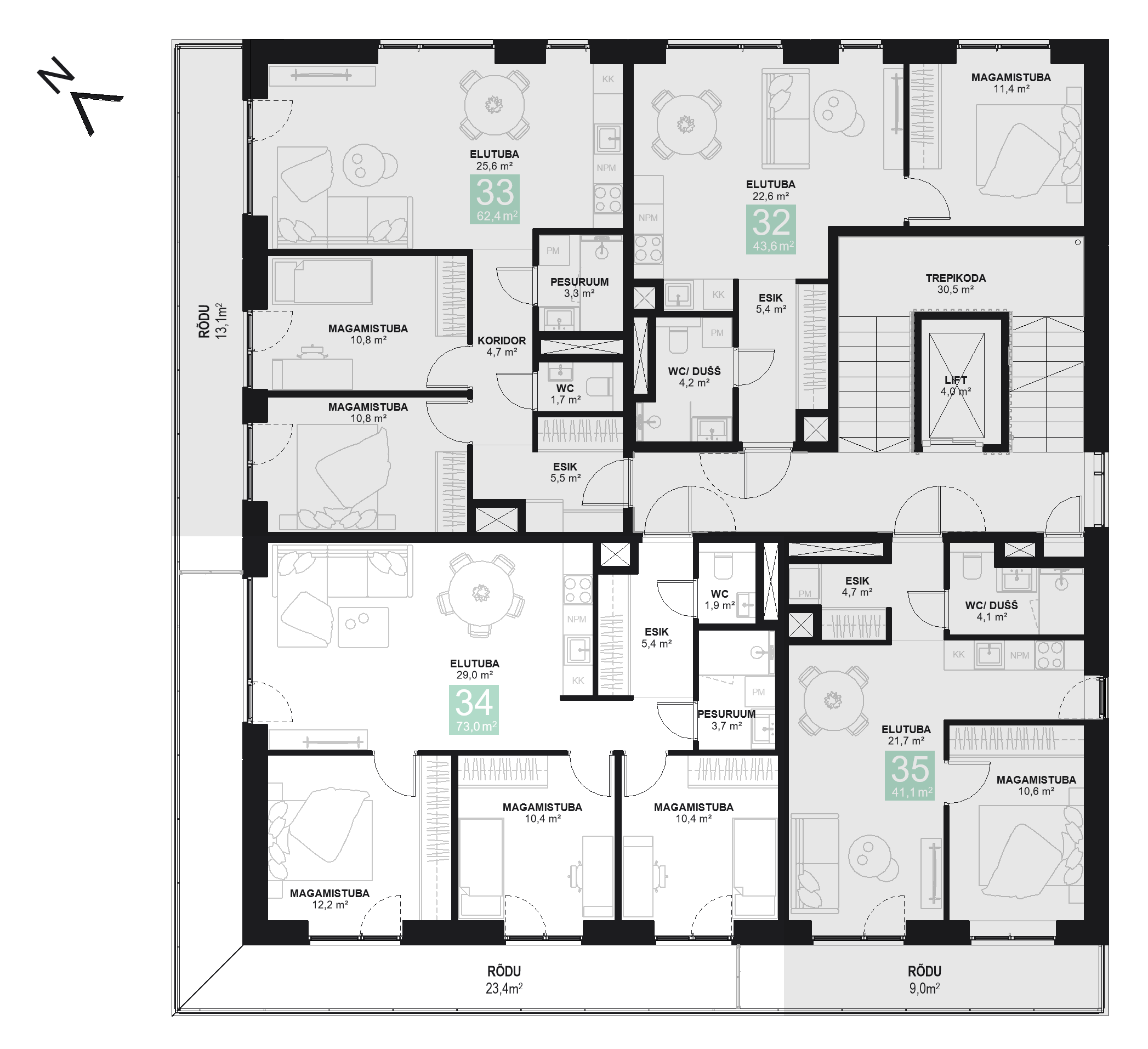 Papiniidu 50, Korter 34 korruseplaan