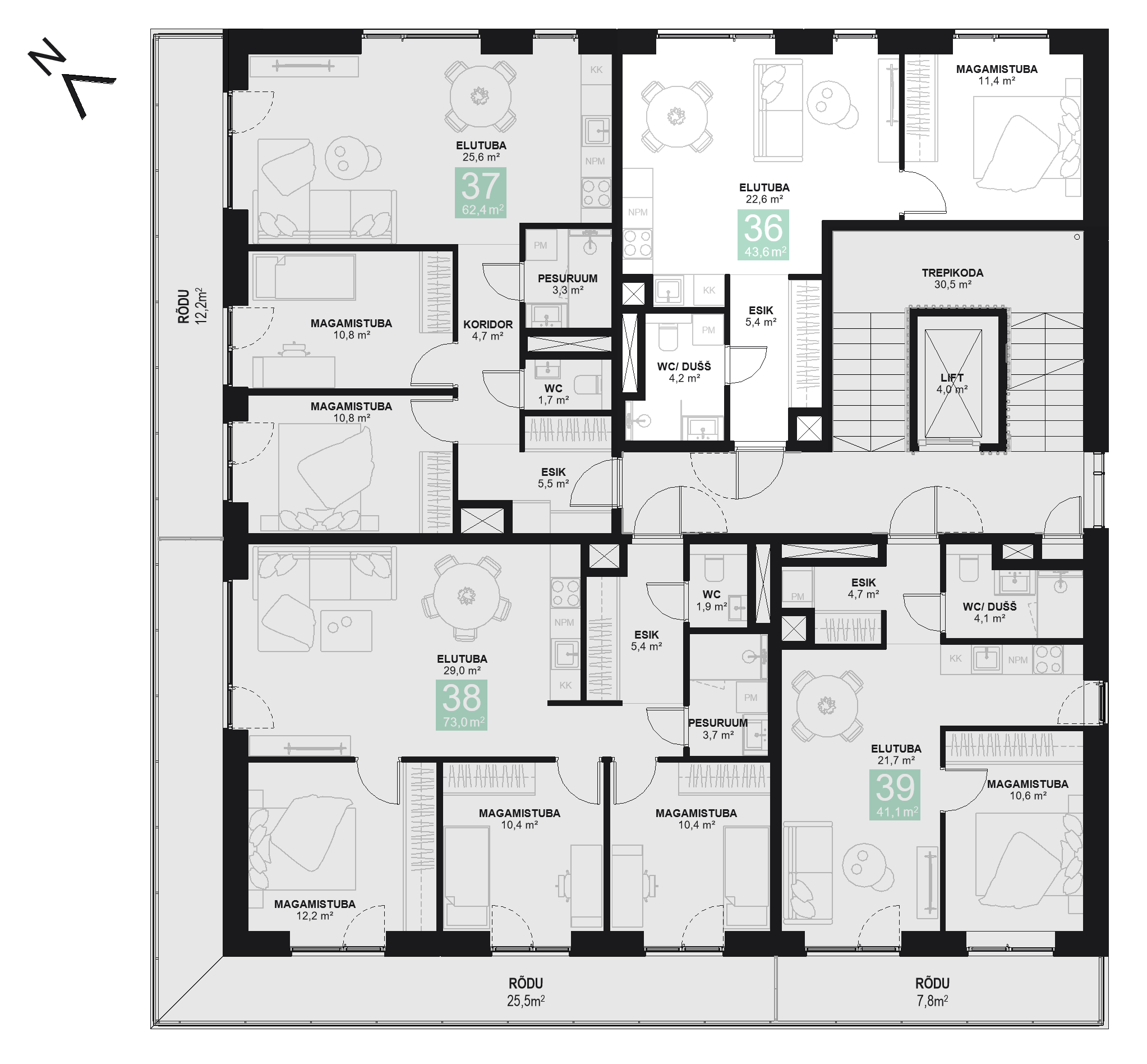 Papiniidu 50, Korter 36 korruseplaan