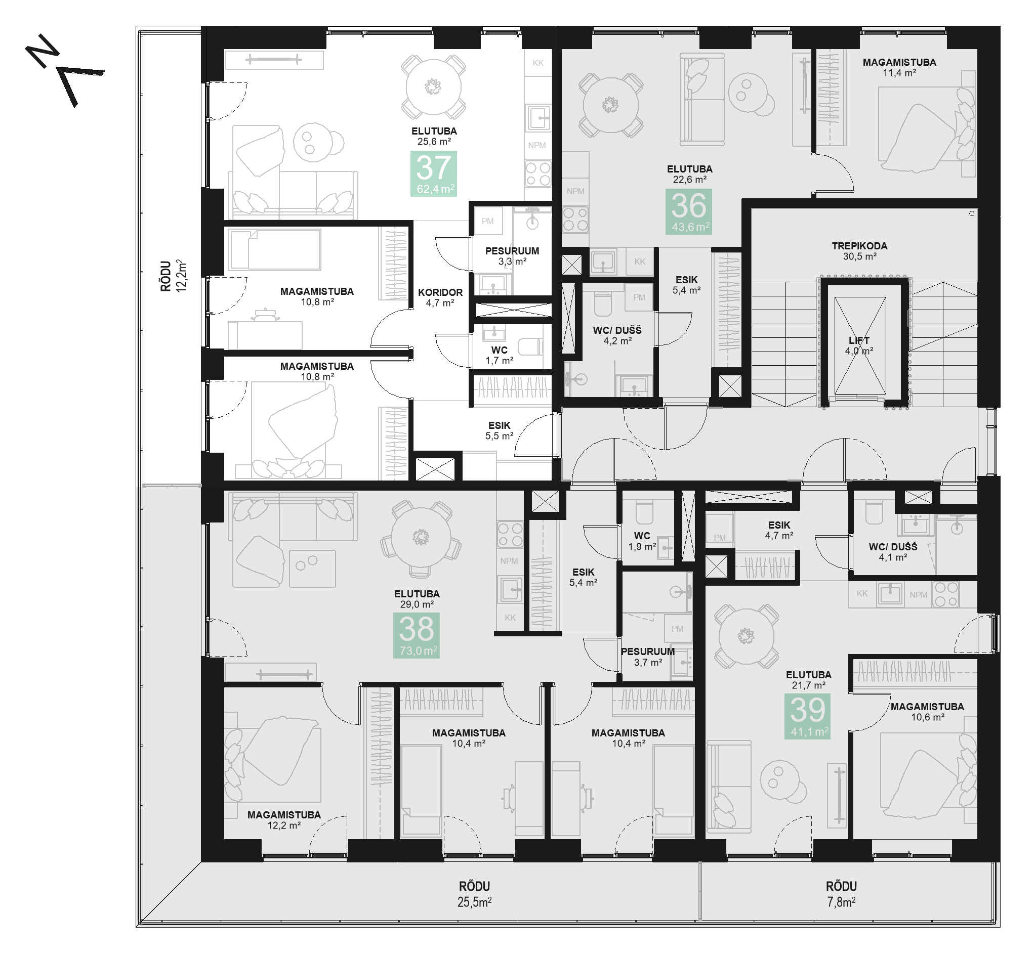 Papiniidu 50, Korter 37 korruseplaan