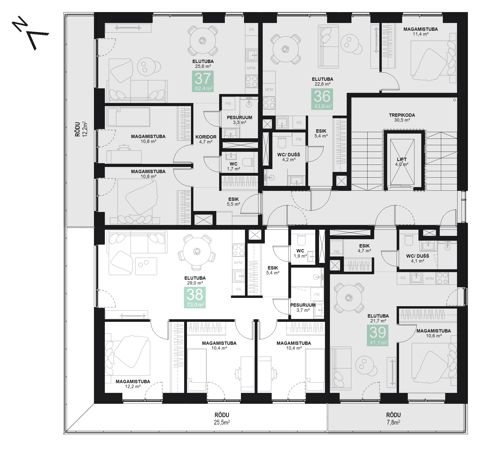 Papiniidu 50, Korter 38 korruseplaan