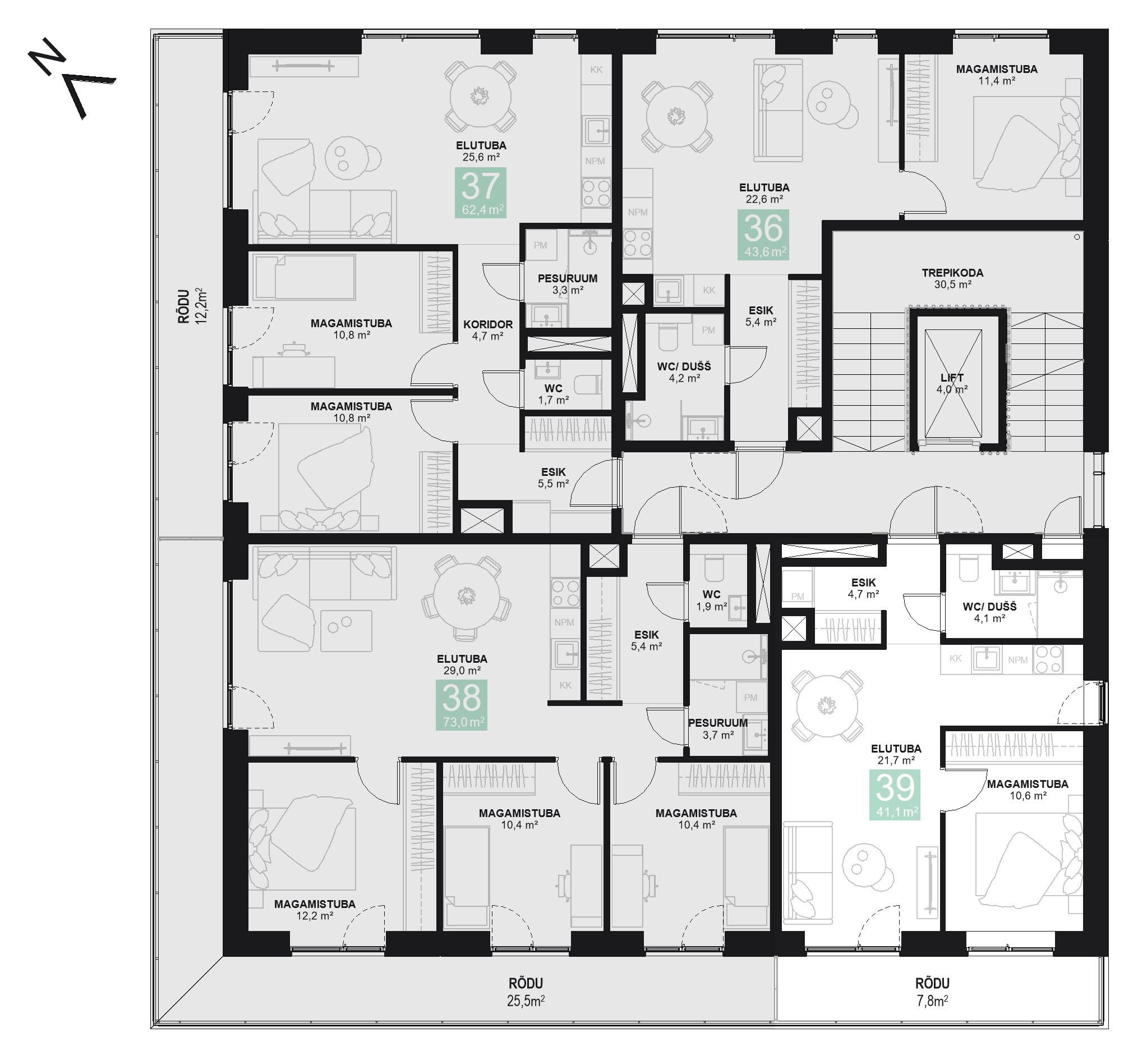 Papiniidu 50, Korter 39 korruseplaan
