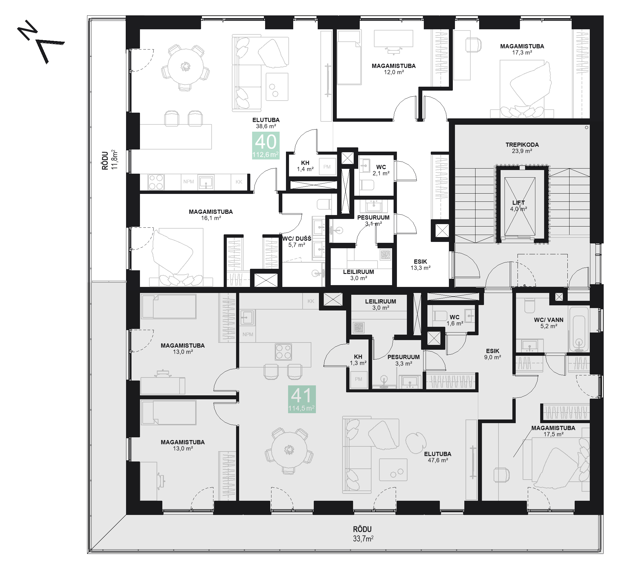 Papiniidu 50, Korter 40 korruseplaan