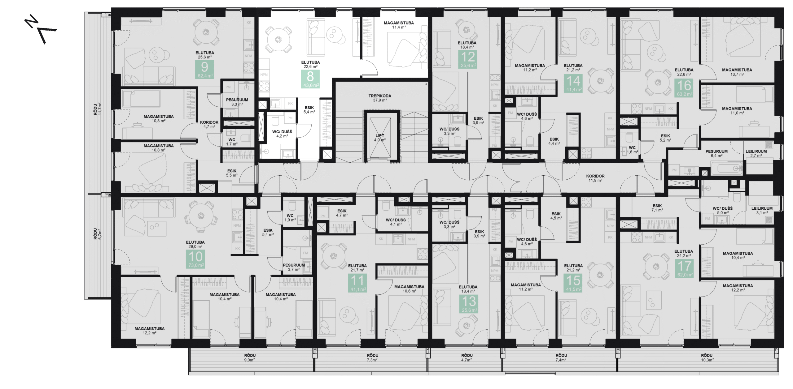 Papiniidu 50, Korter 8 korruseplaan