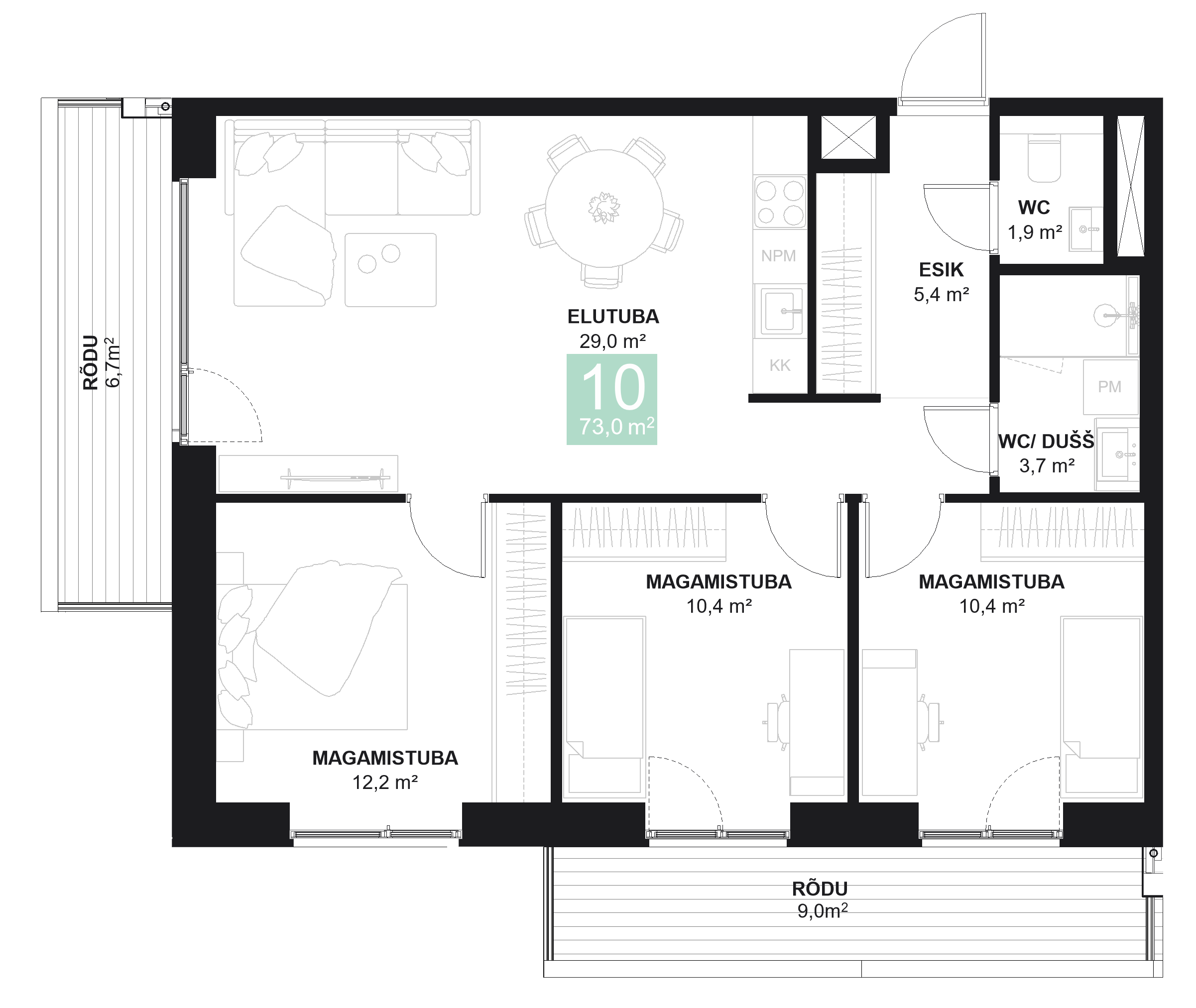 Papiniidu 50, Korter 10 - plaan