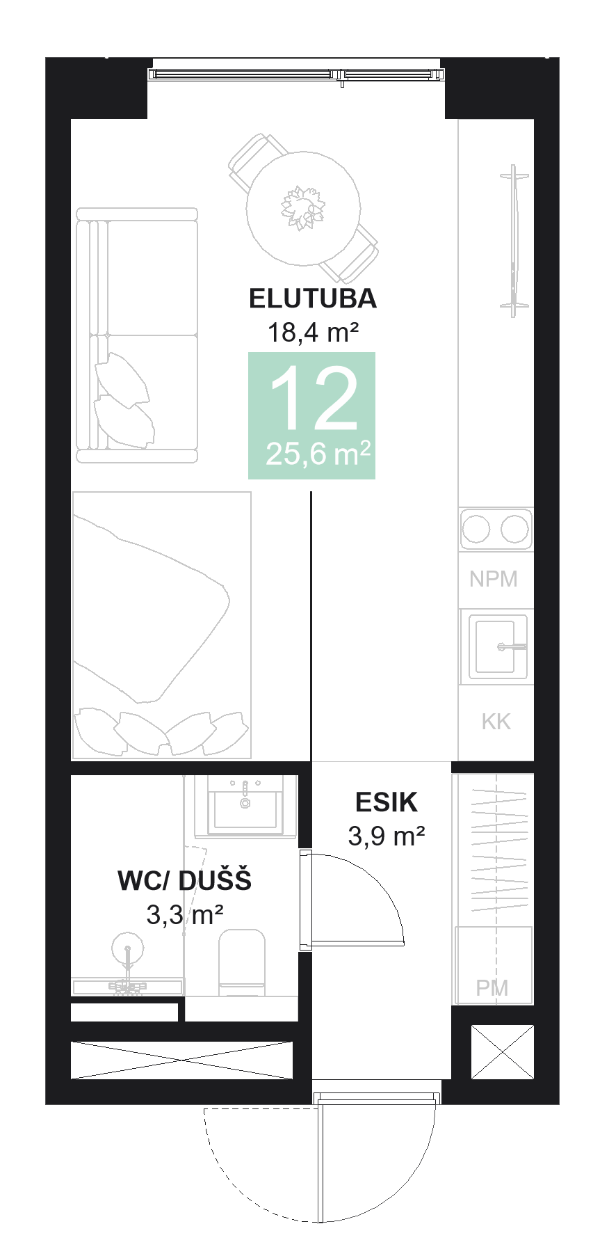 Papiniidu 50, Korter 12 - plaan