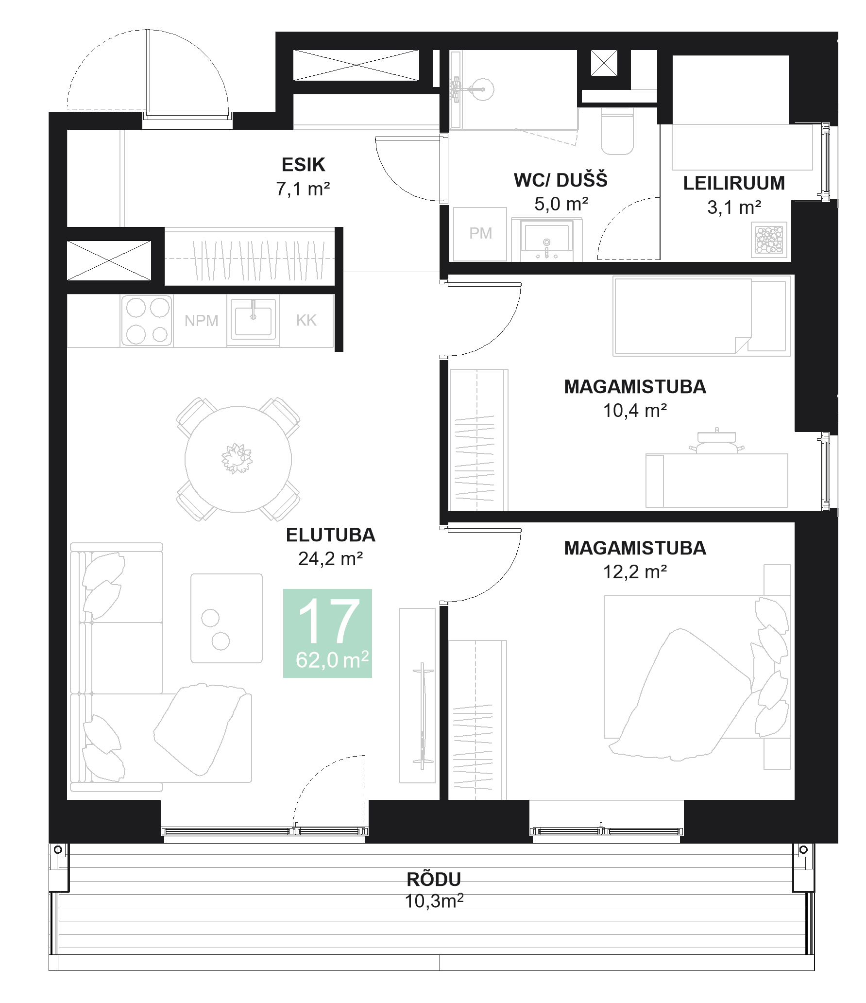 Papiniidu 50, Korter 17 - plaan