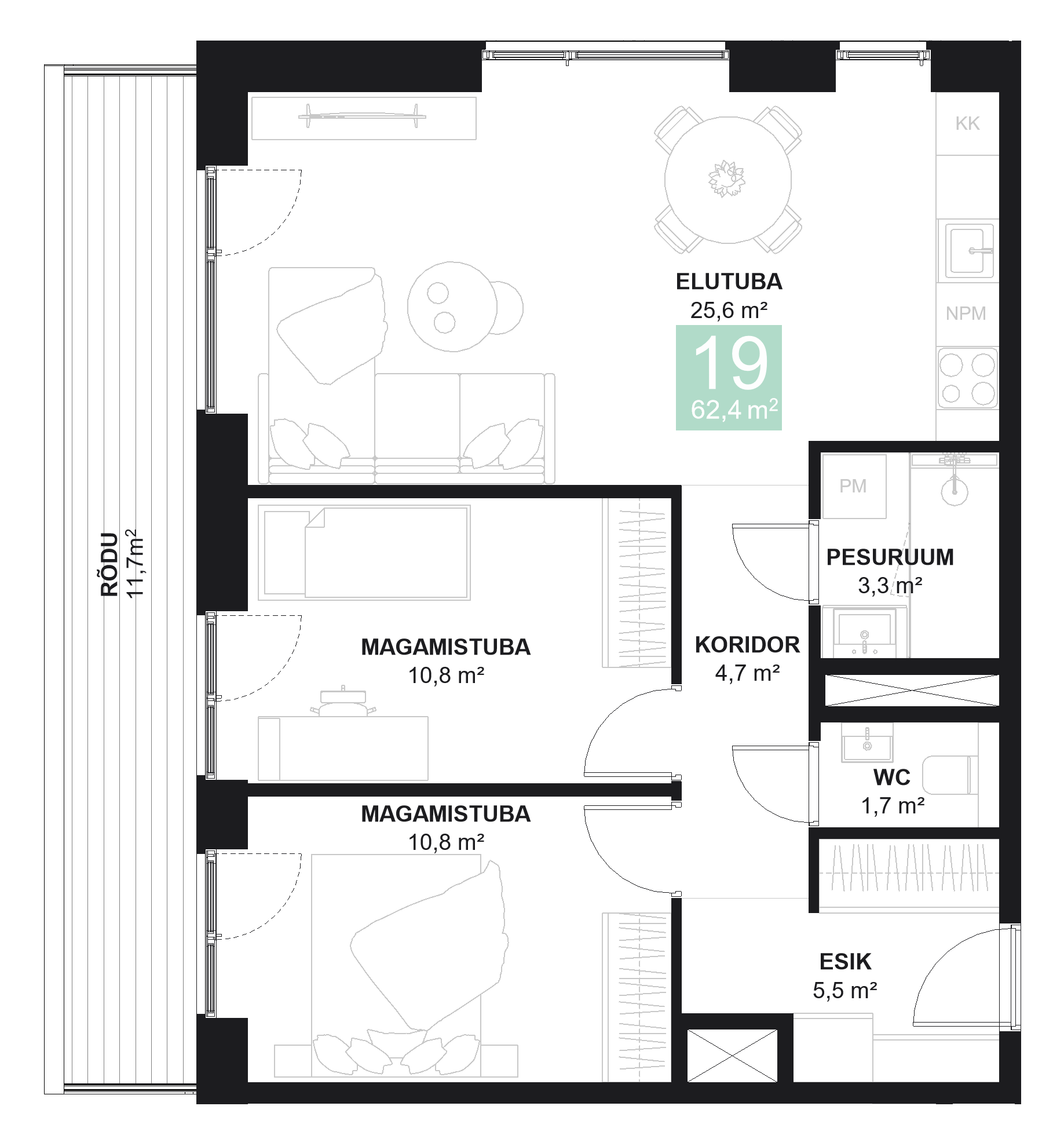 Papiniidu 50, Korter 19 - plaan