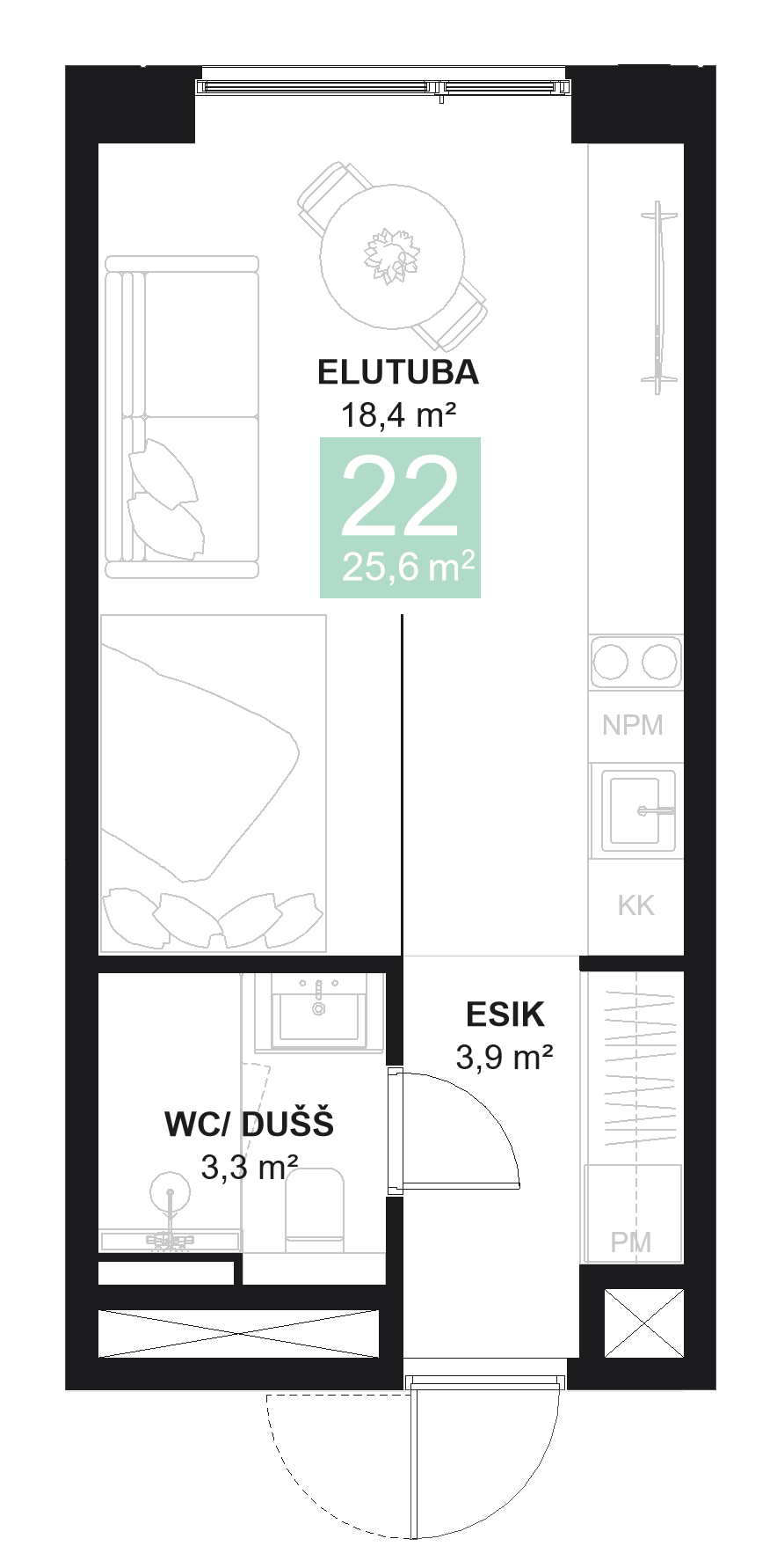 Papiniidu 50, Korter 22 - plaan