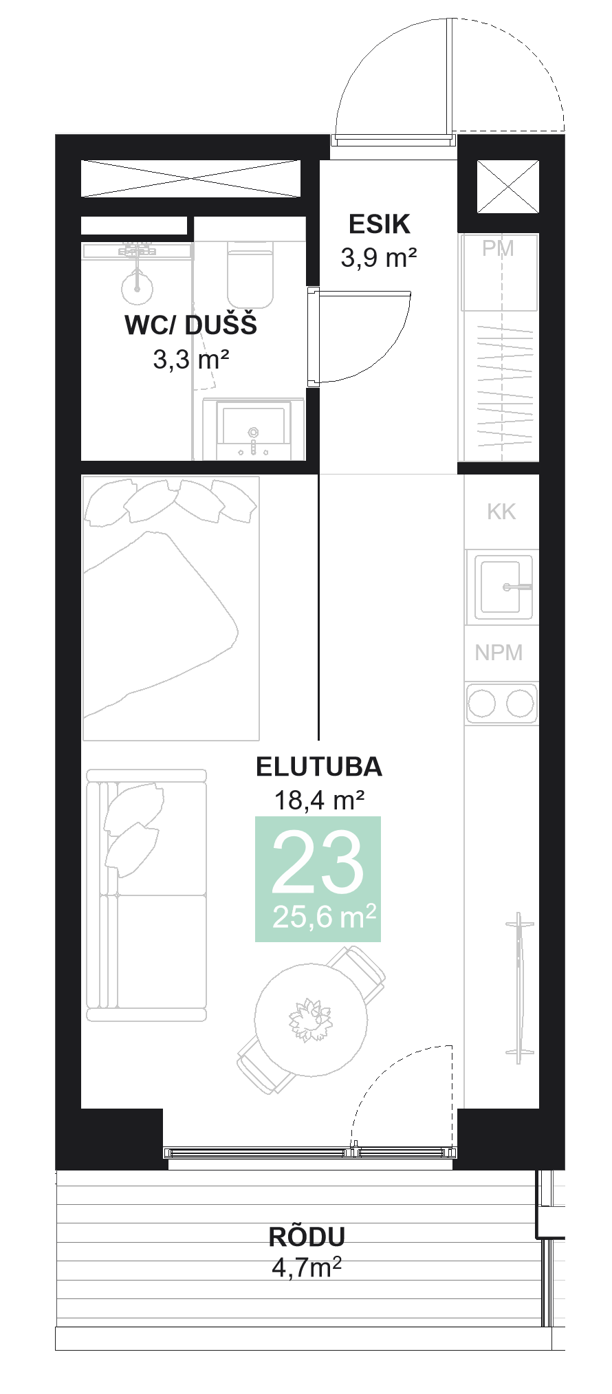 Papiniidu 50, Korter 23 - plaan