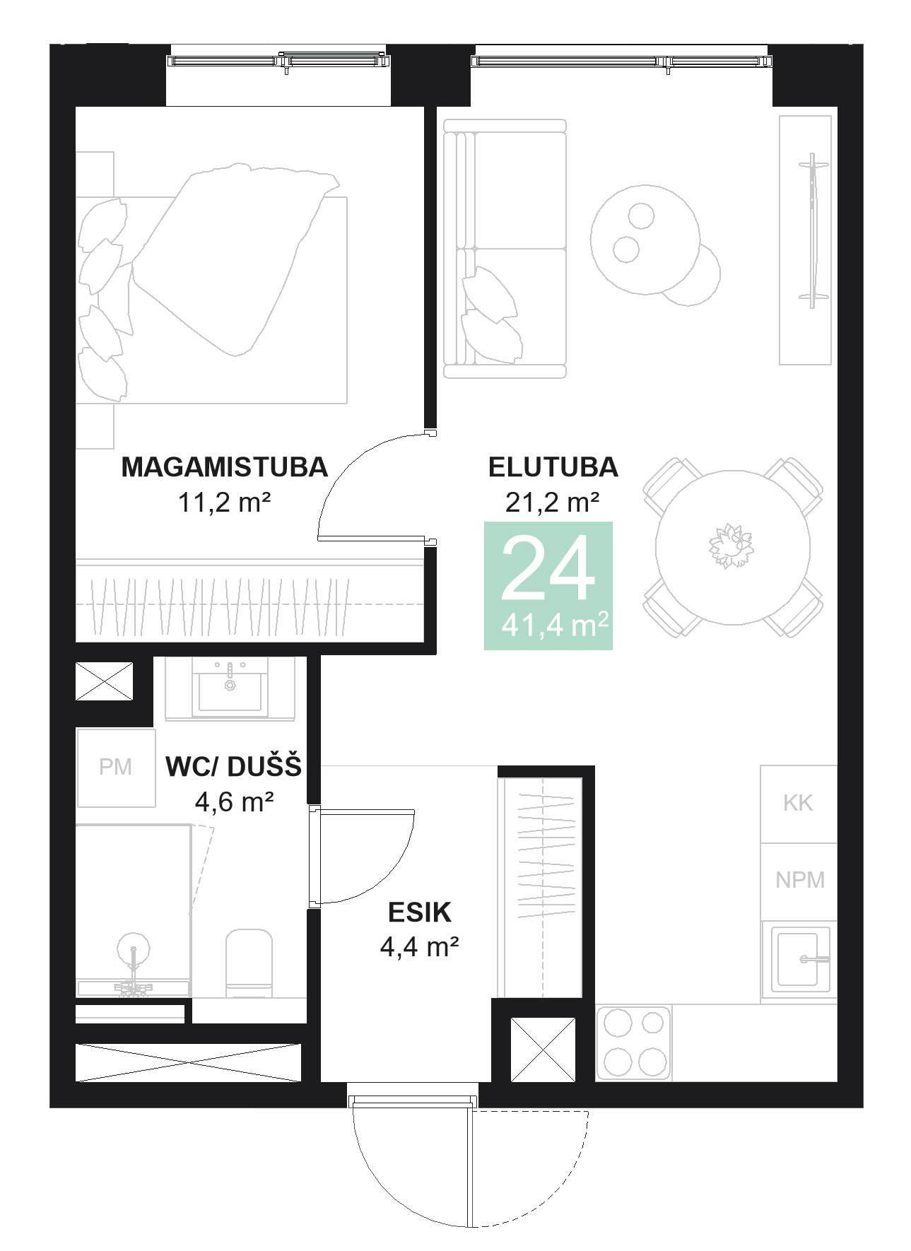 Papiniidu 50, Korter 24 - plaan