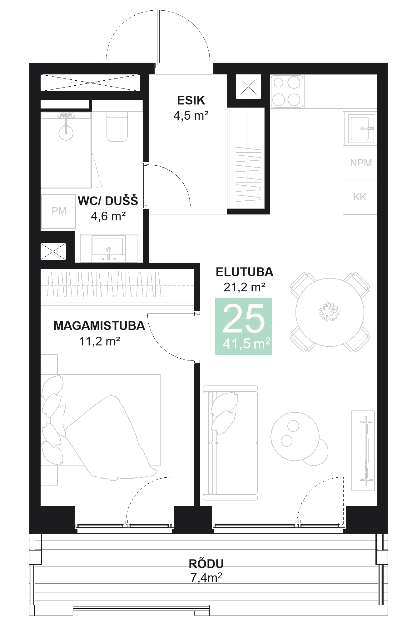Papiniidu 50, Korter 25 - plaan