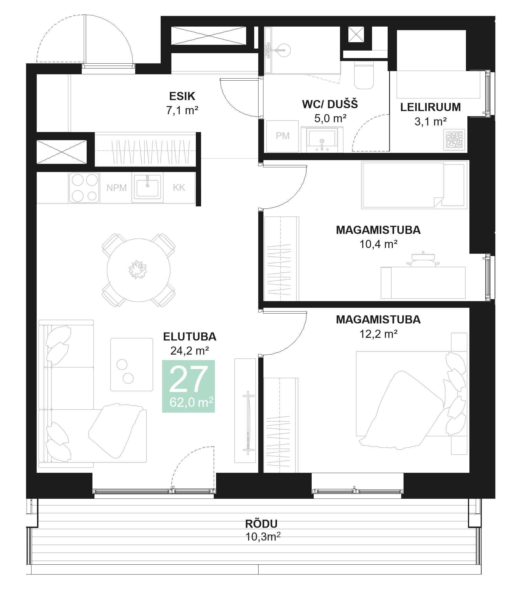 Papiniidu 50, Korter 27 - plaan