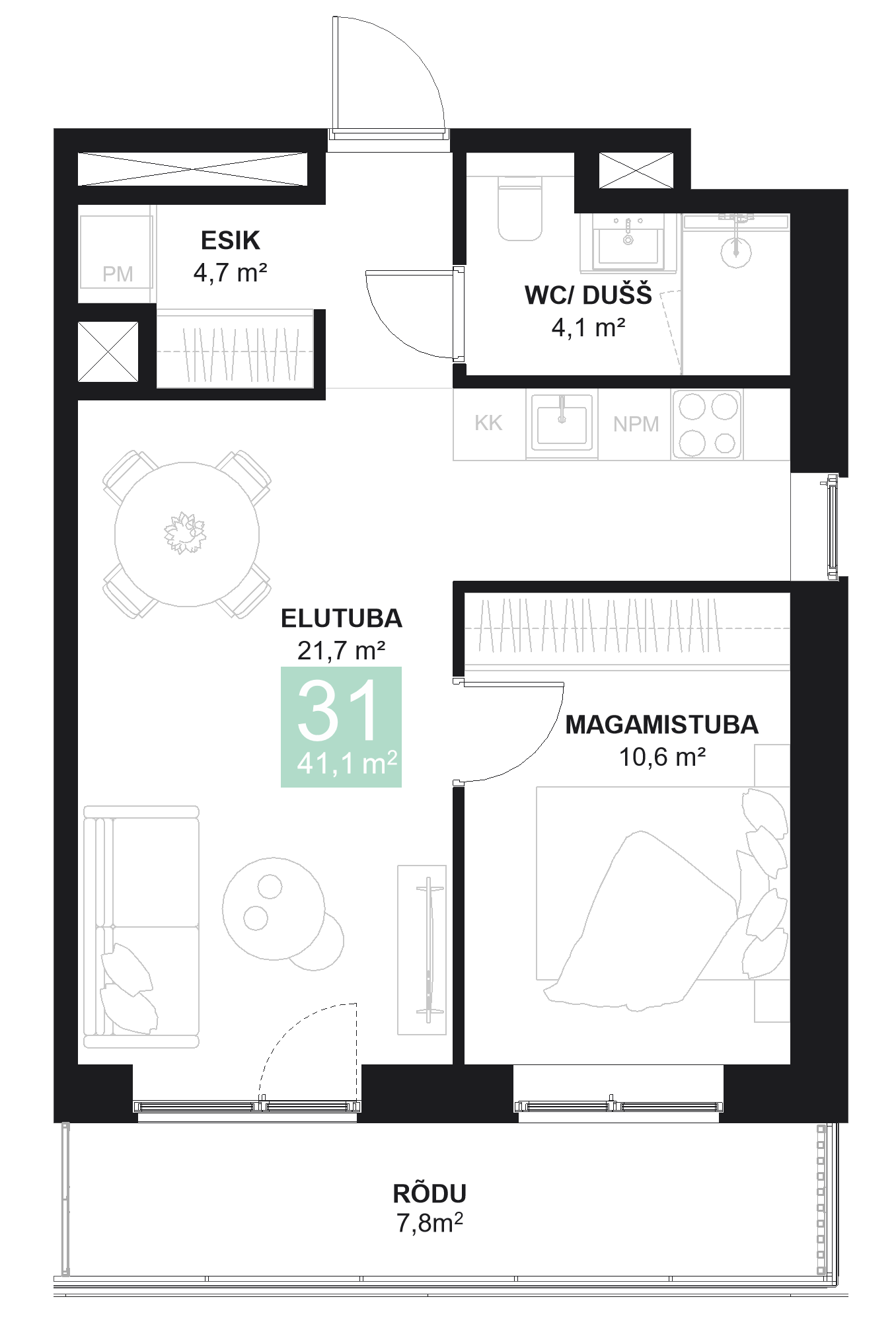 Papiniidu 50, Korter 31 - plaan