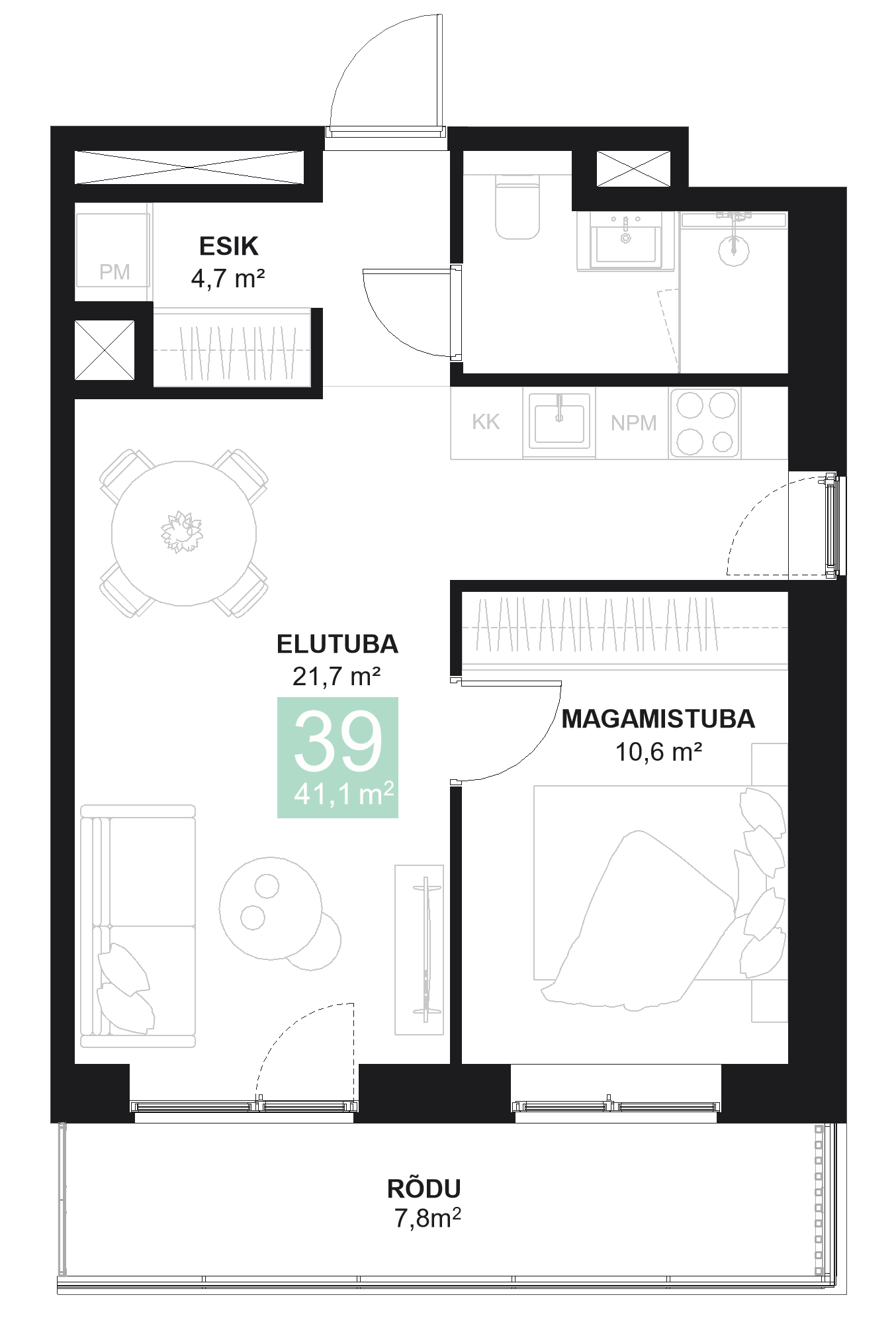 Papiniidu 50, Korter 39 - plaan