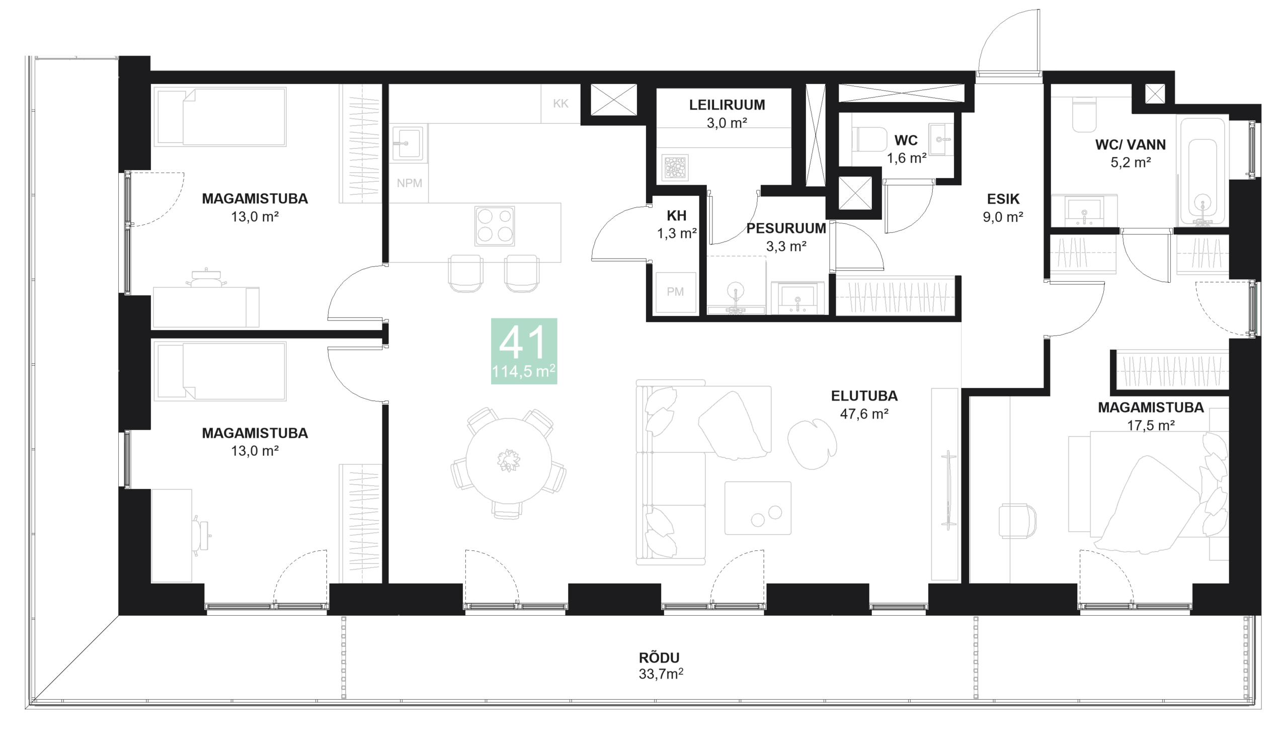 Papiniidu 50, Korter 41 - plaan